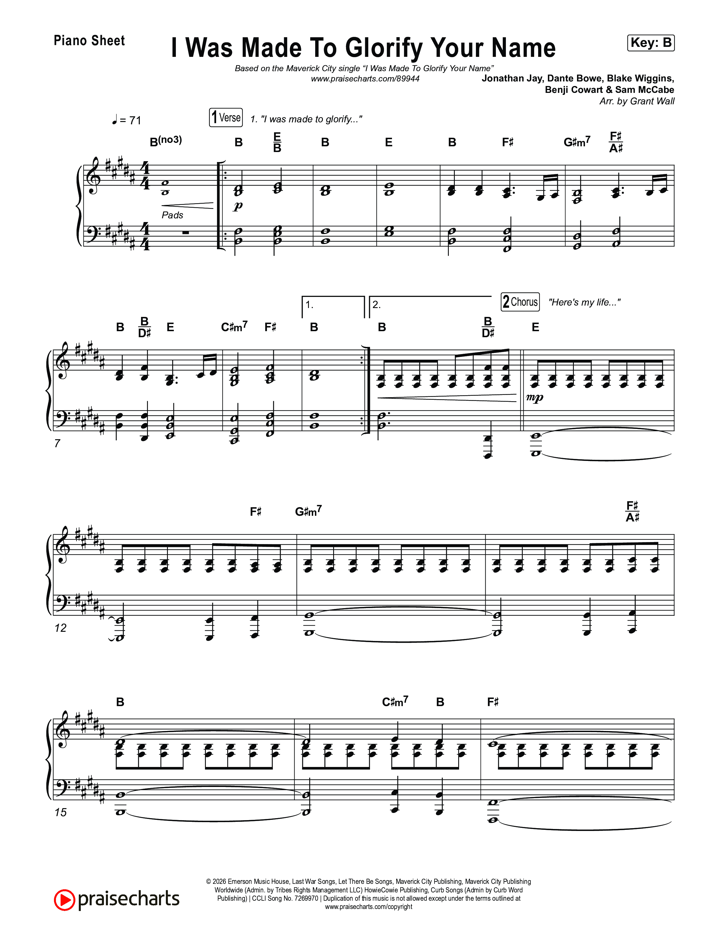 I Was Made To Glorify Your Name Piano Sheet (Maverick City Music)