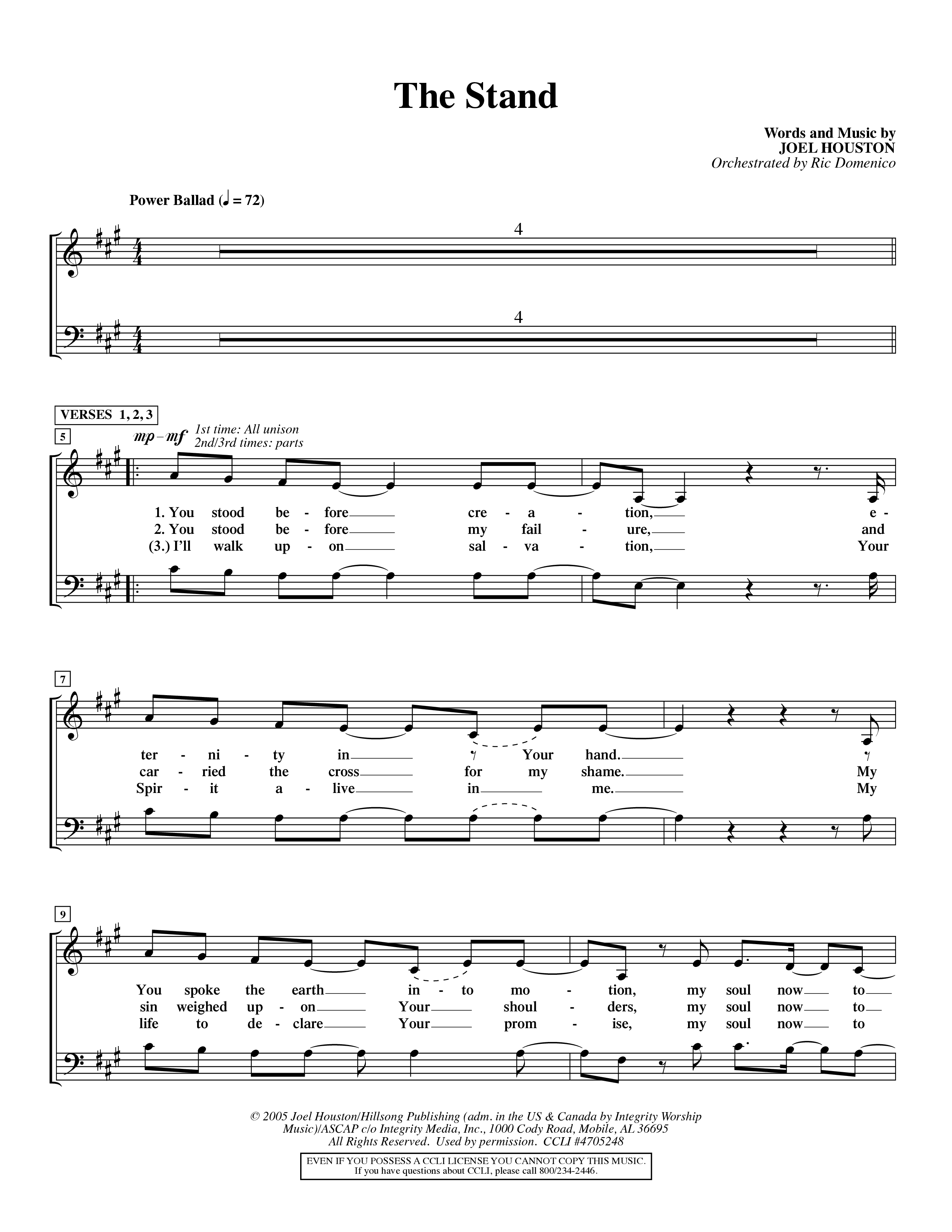 The Stand (Choral Anthem SATB) Choir Sheet (SATB) (Word Music Choral / Orch. Ric Domenico)