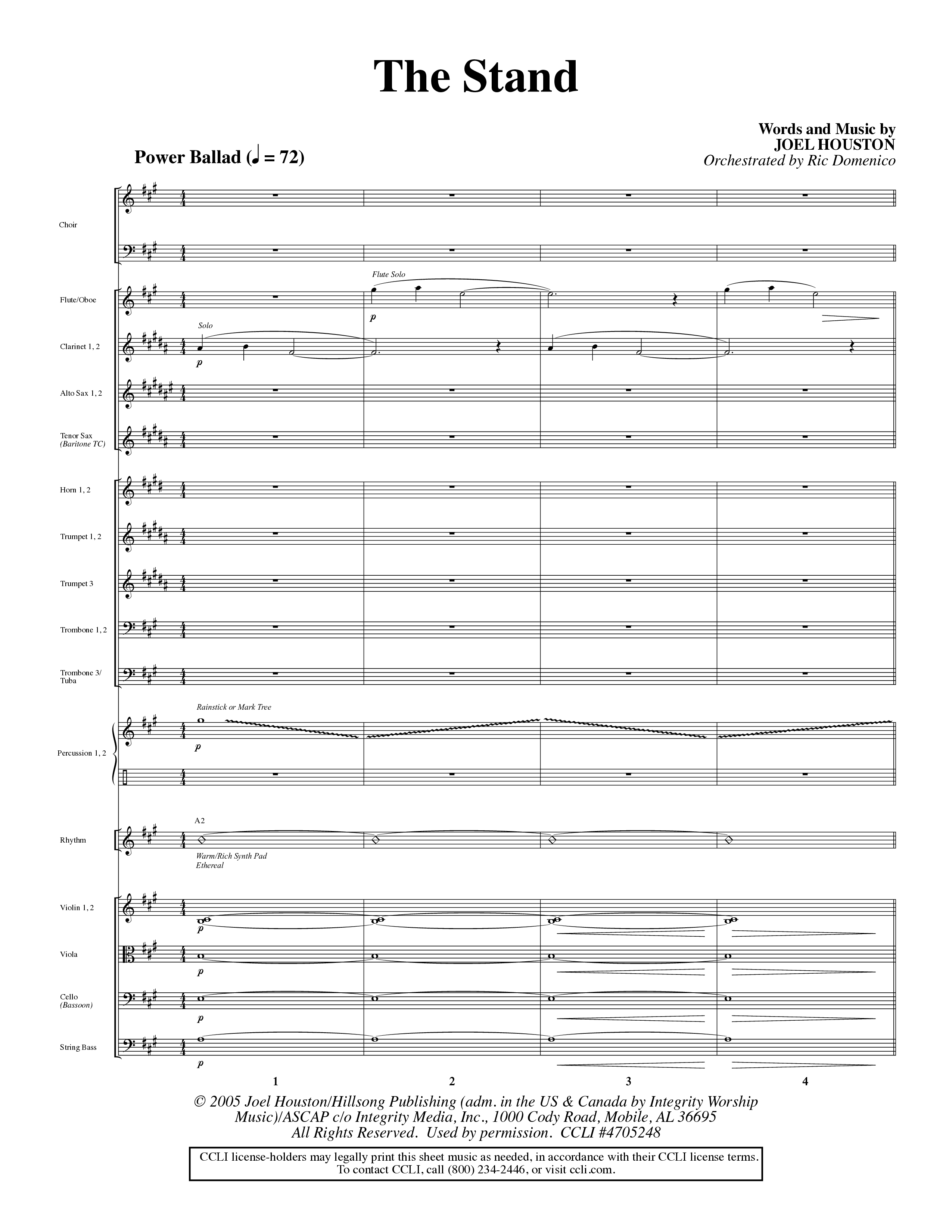The Stand (Choral Anthem SATB) Orchestration (Word Music Choral / Orch. Ric Domenico)