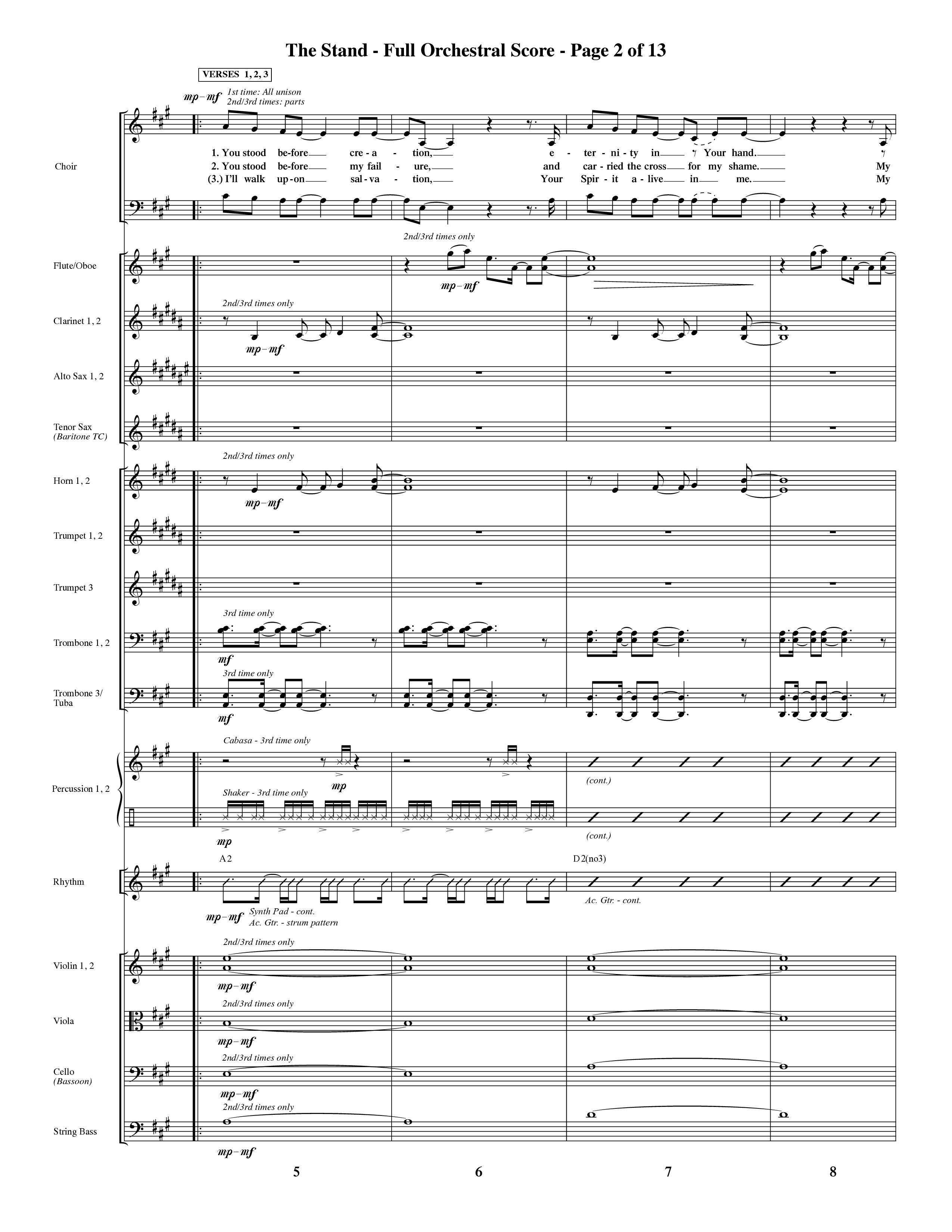 The Stand (Choral Anthem SATB) Orchestration (Word Music Choral / Orch. Ric Domenico)