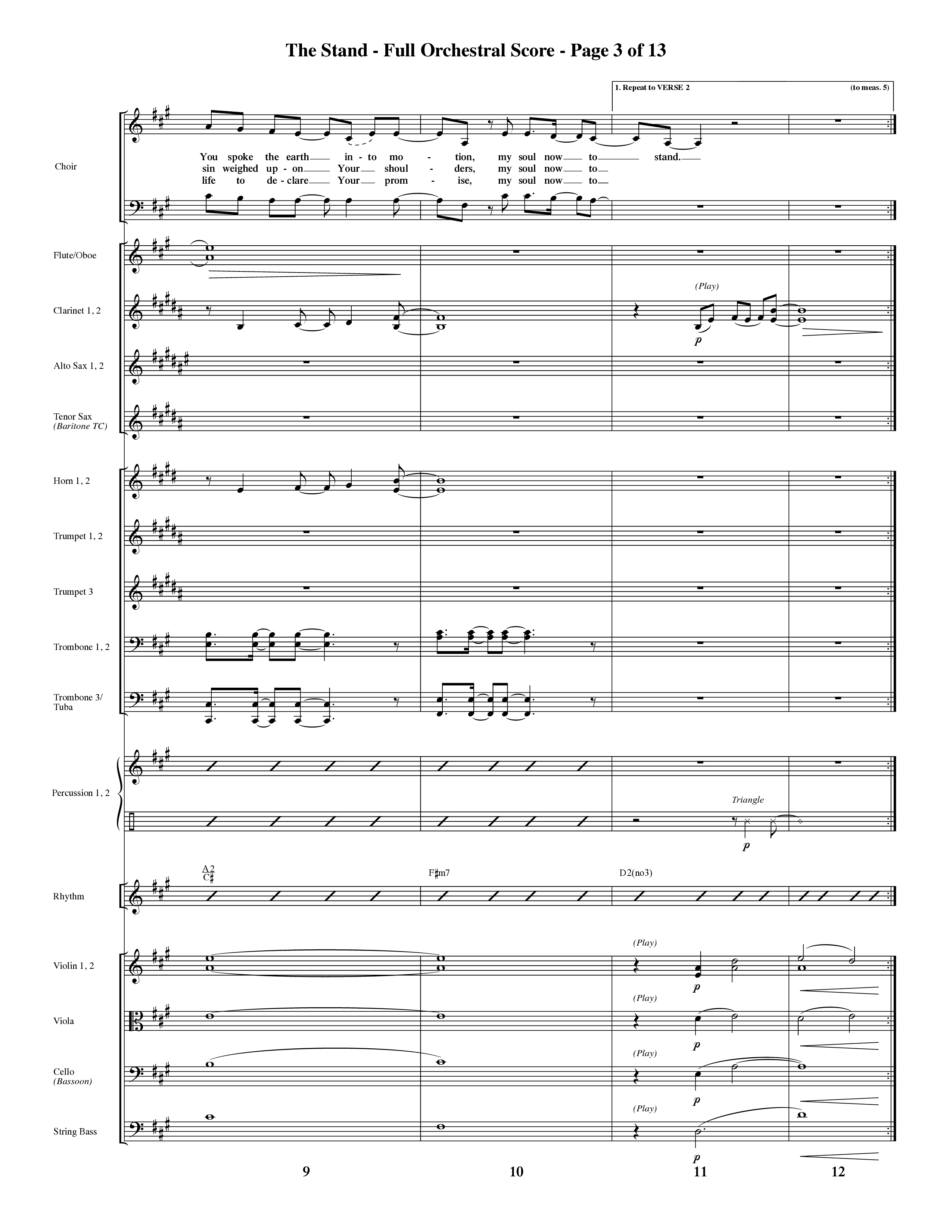 The Stand (Choral Anthem SATB) Orchestration (Word Music Choral / Orch. Ric Domenico)