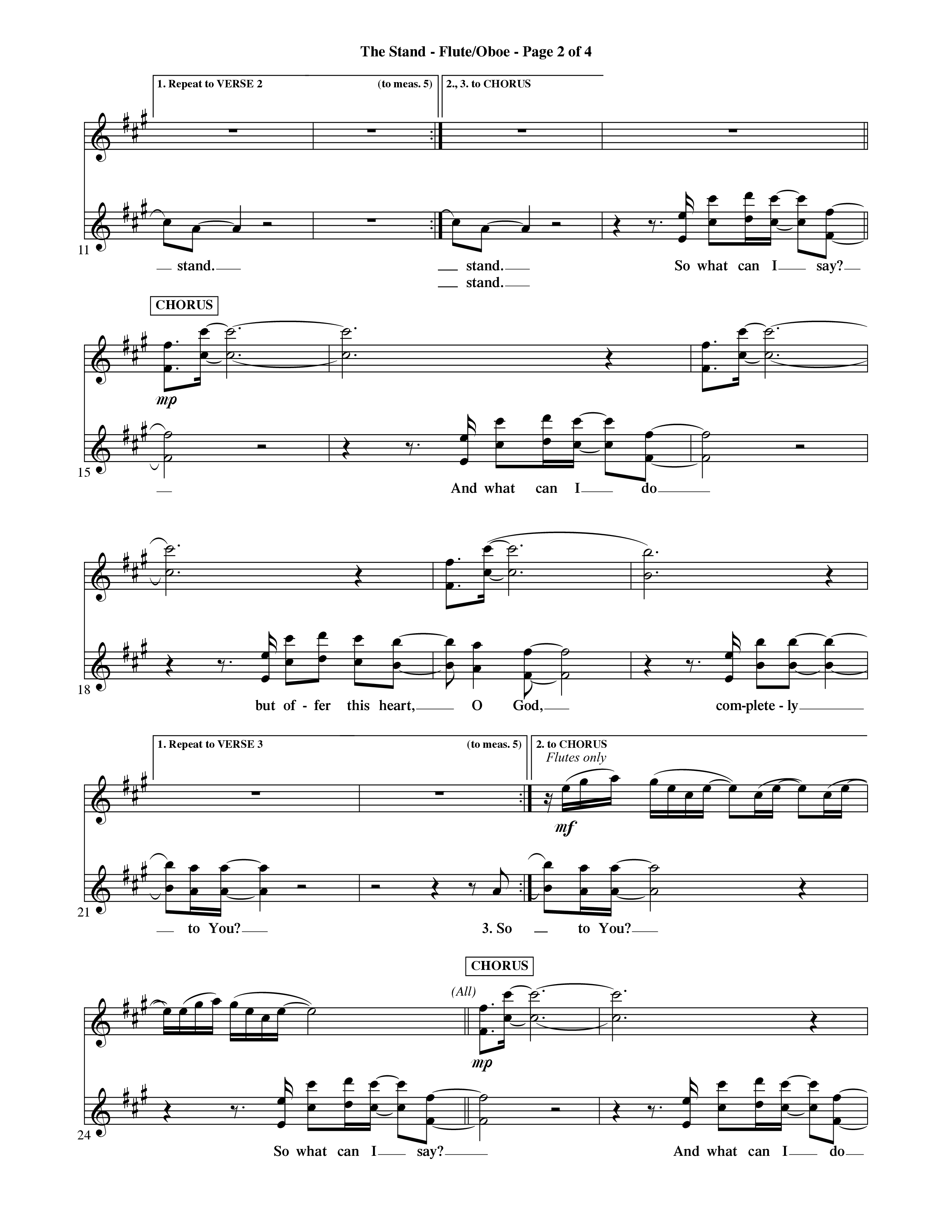 The Stand (Choral Anthem SATB) Flute/Oboe (Word Music Choral / Orch. Ric Domenico)