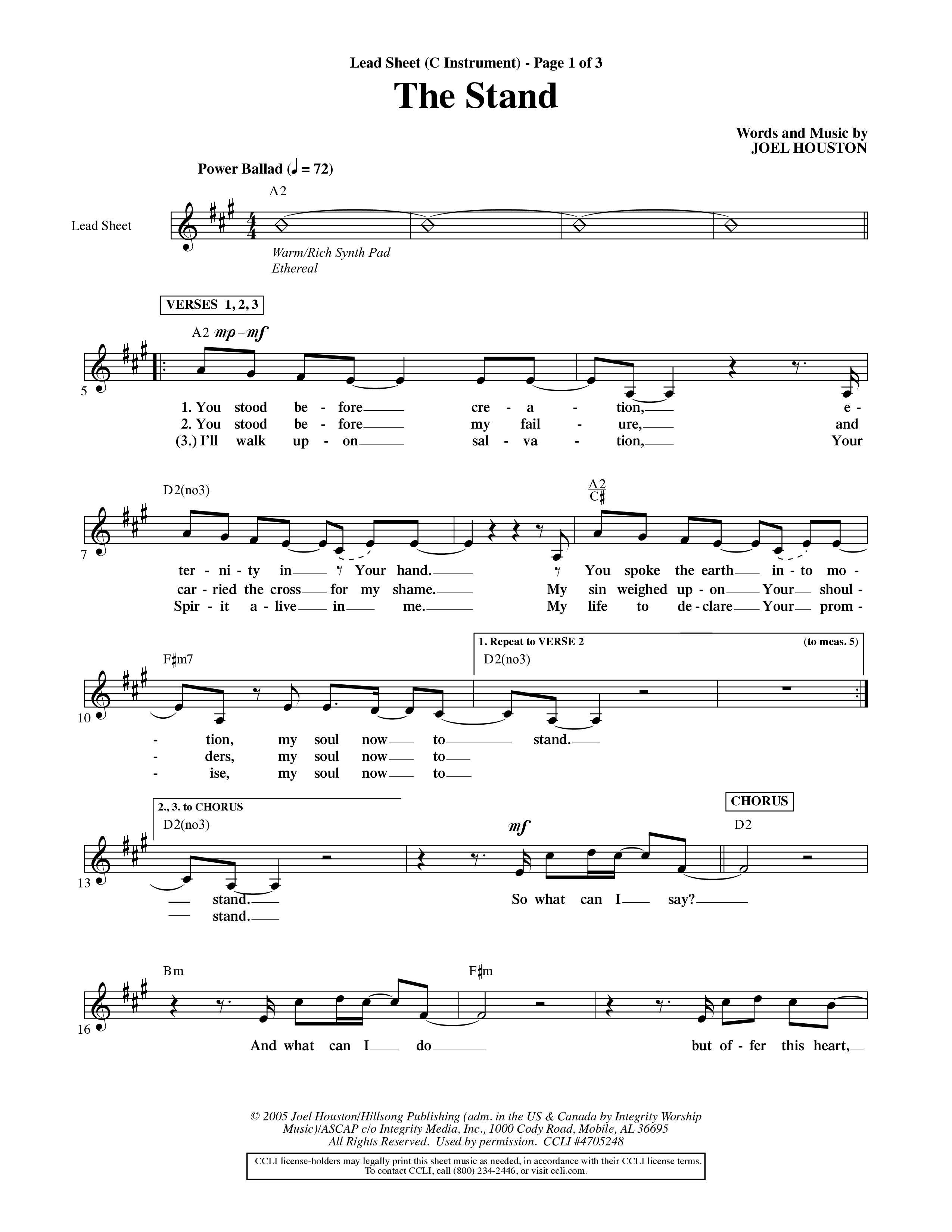 The Stand (Choral Anthem SATB) Rhythm Pack (Word Music Choral / Orch. Ric Domenico)