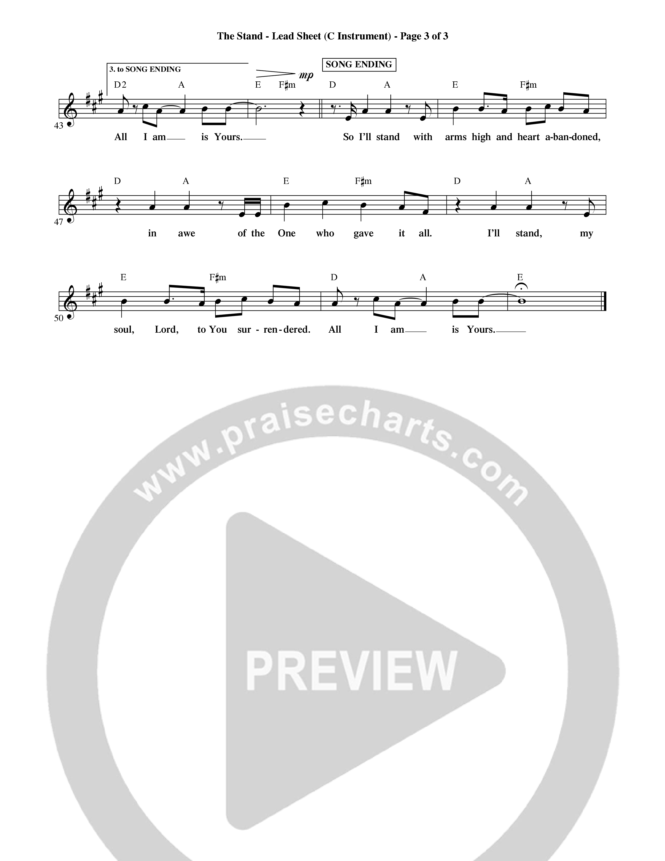 The Stand (Choral Anthem SATB) Rhythm Pack (Word Music Choral / Orch. Ric Domenico)