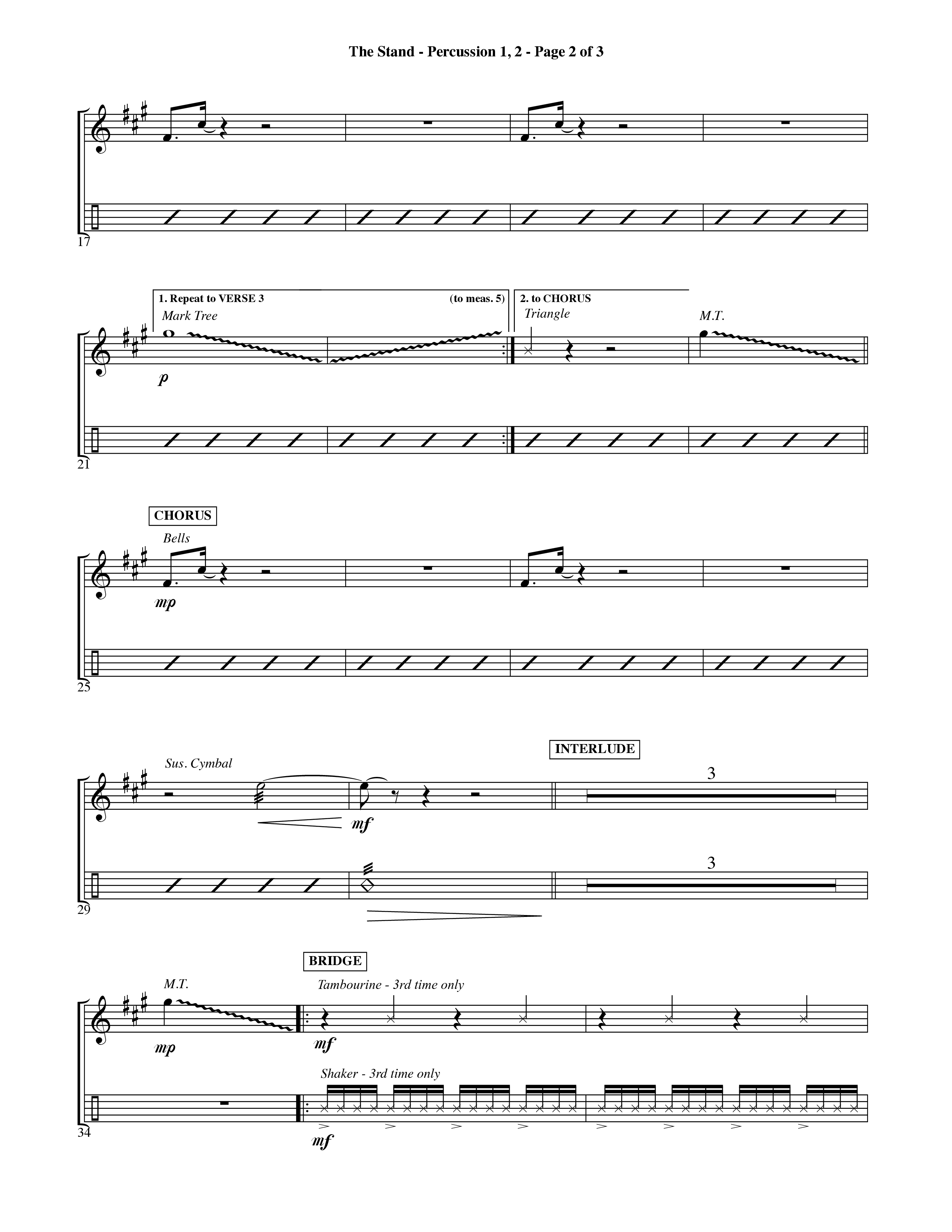 The Stand (Choral Anthem SATB) Percussion 1/2 (Word Music Choral / Orch. Ric Domenico)