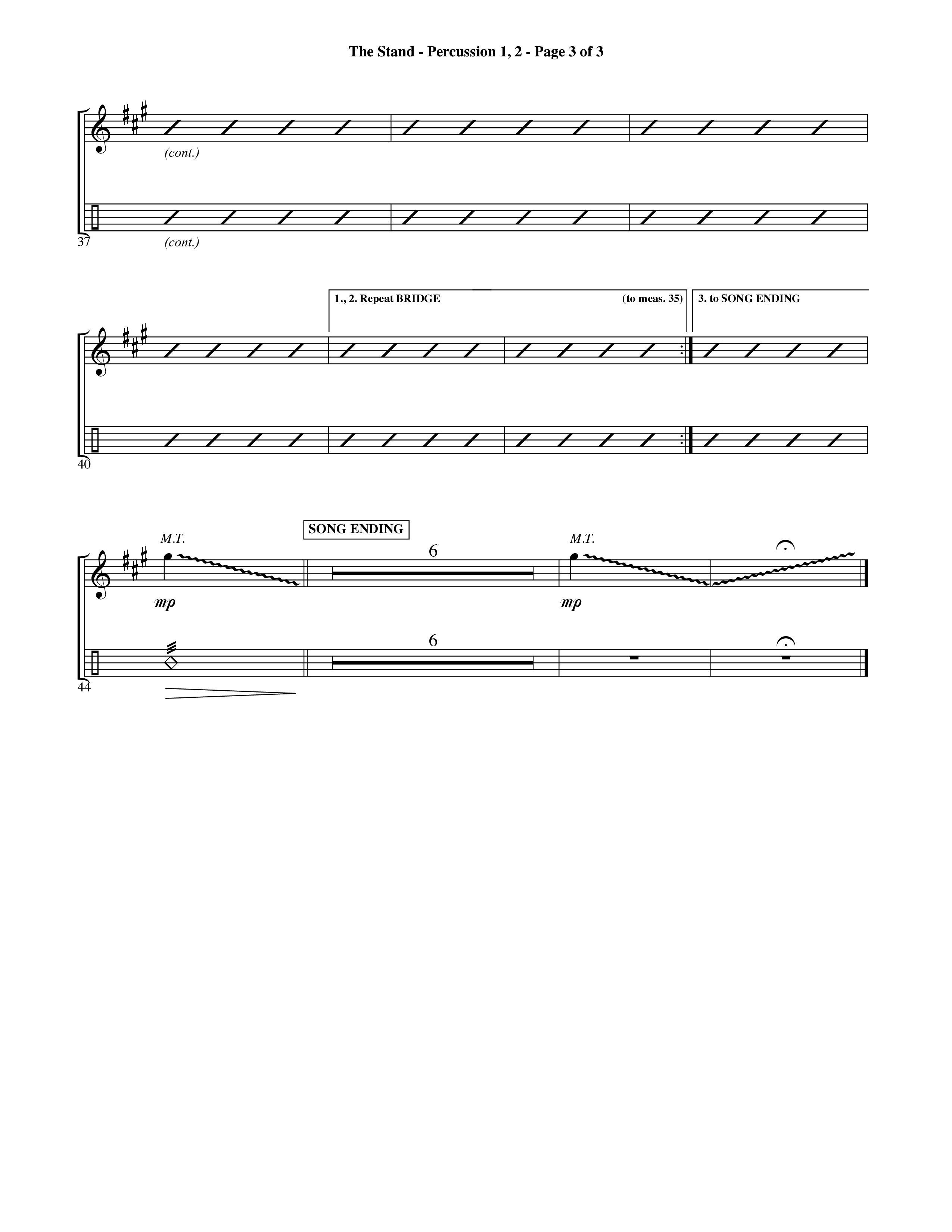 The Stand (Choral Anthem SATB) Percussion 1/2 (Word Music Choral / Orch. Ric Domenico)