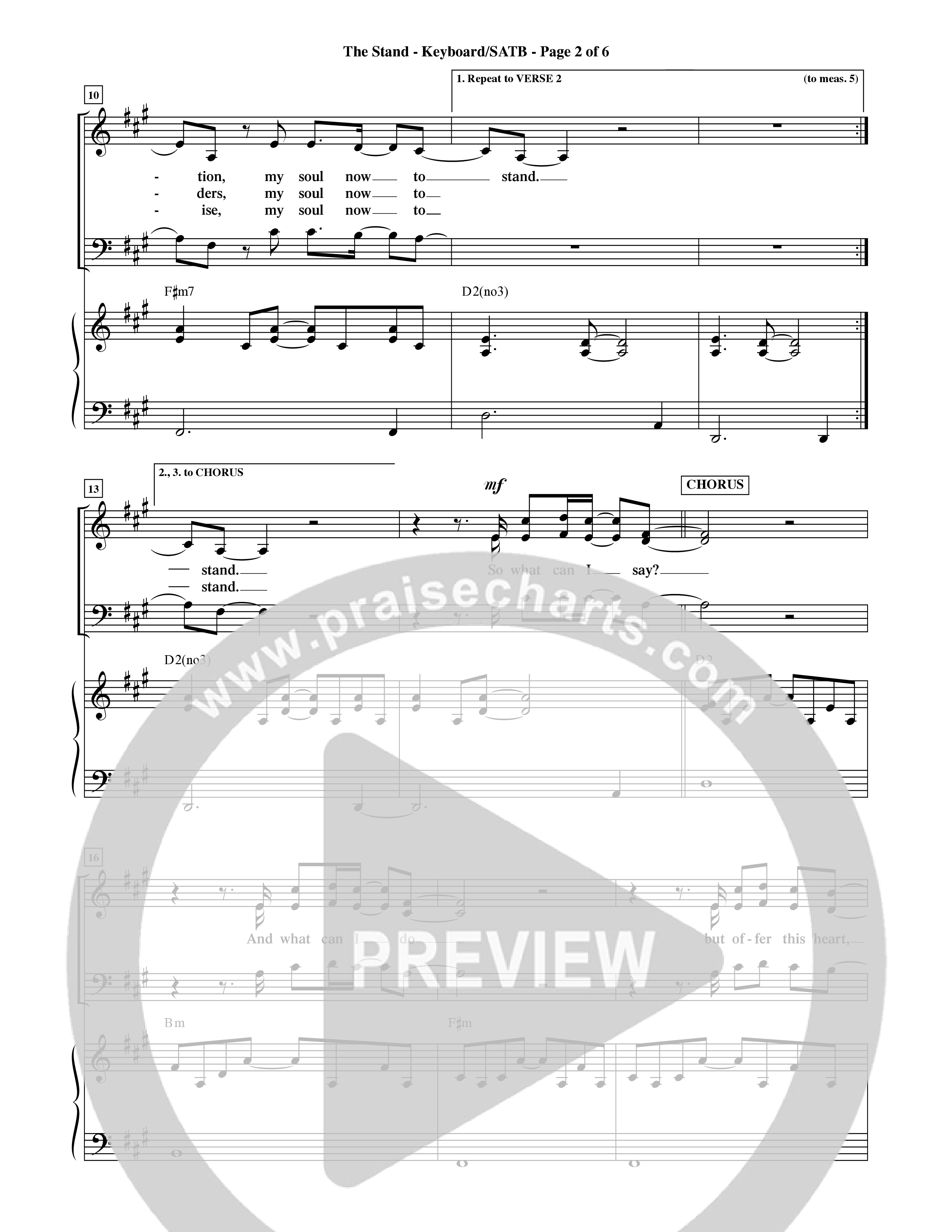The Stand (Choral Anthem SATB) Keyboard/Vocal (SATB) (Word Music Choral / Orch. Ric Domenico)