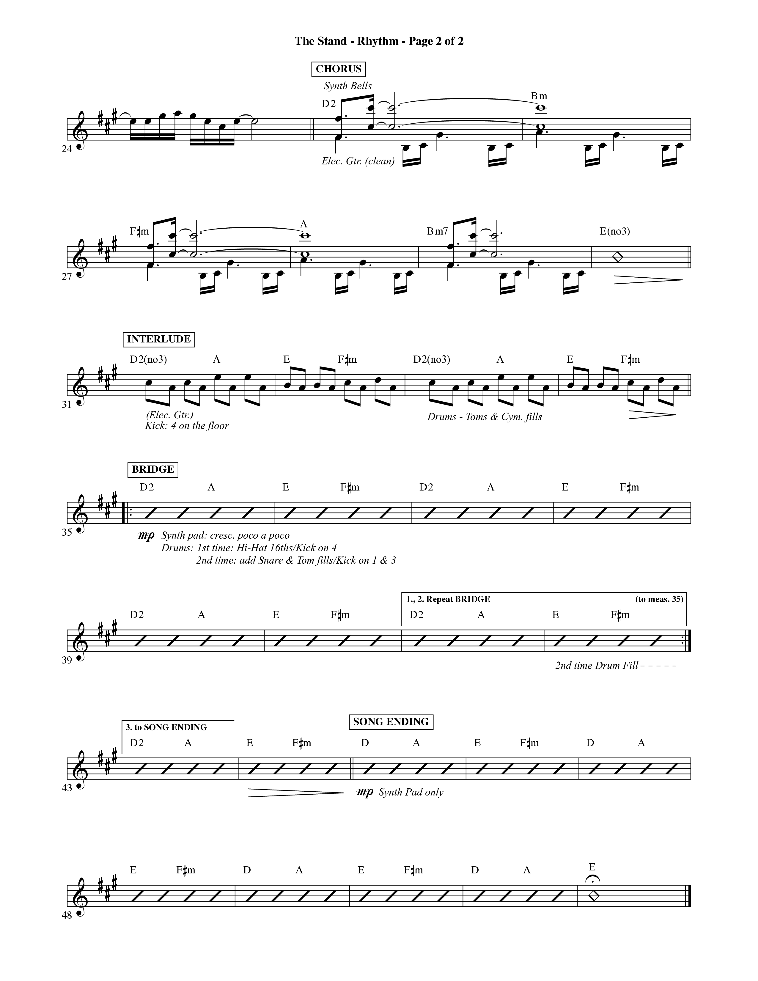 The Stand (Choral Anthem SATB) Rhythm Chart (Word Music Choral / Orch. Ric Domenico)