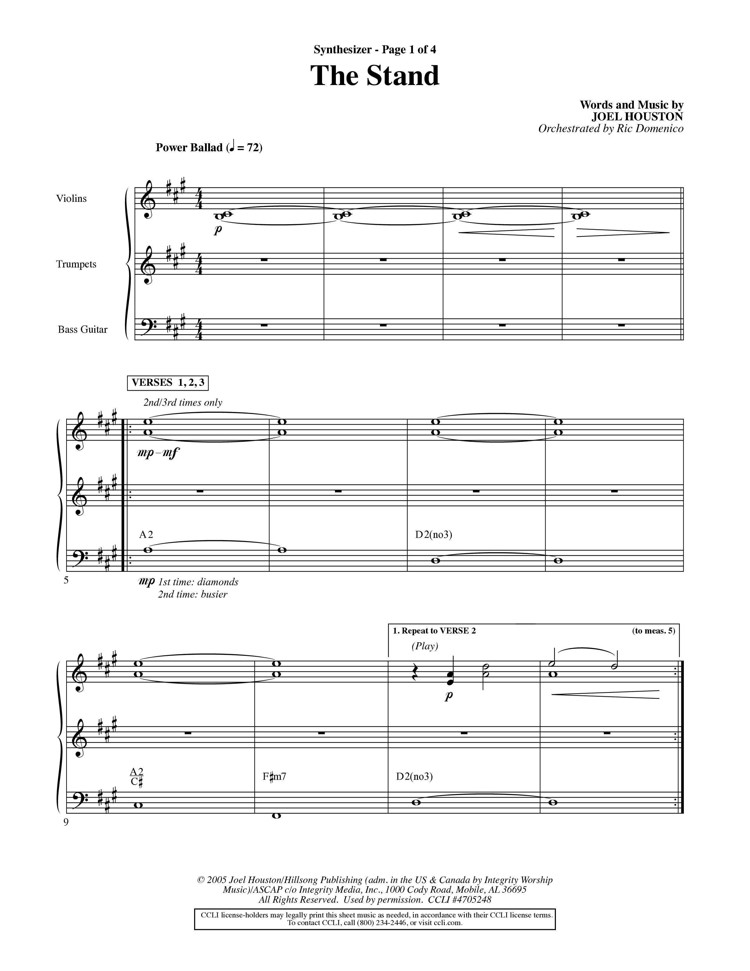 The Stand (Choral Anthem SATB) Synth (Word Music Choral / Orch. Ric Domenico)