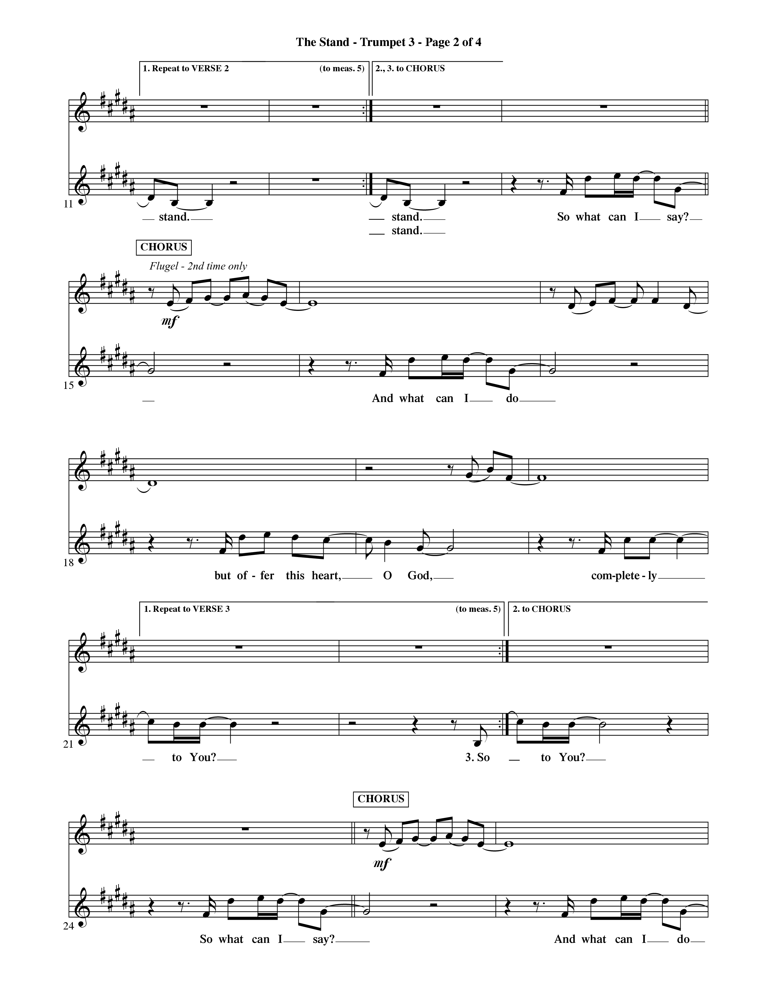 The Stand (Choral Anthem SATB) Trumpet 3 (Word Music Choral / Orch. Ric Domenico)