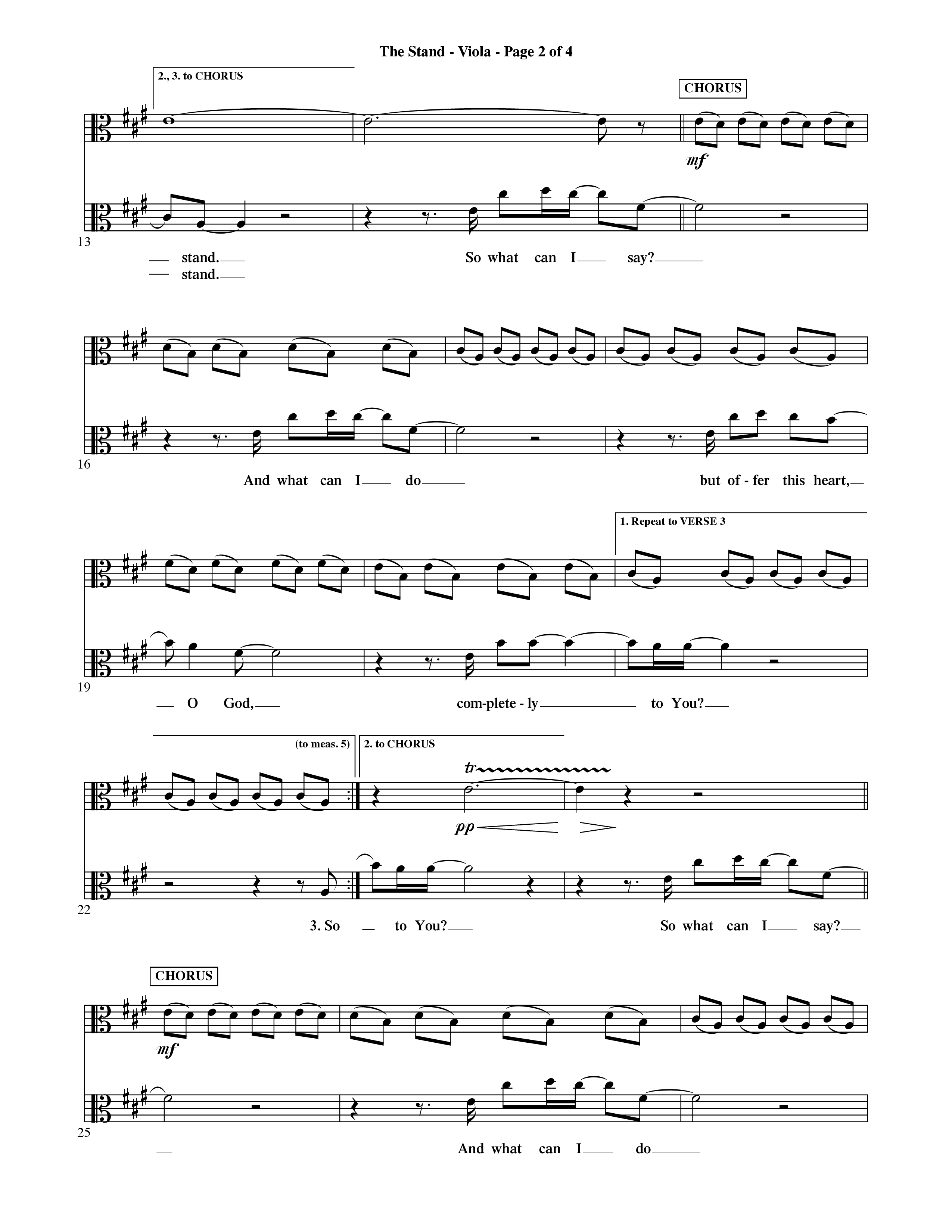 The Stand (Choral Anthem SATB) Viola (Word Music Choral / Orch. Ric Domenico)