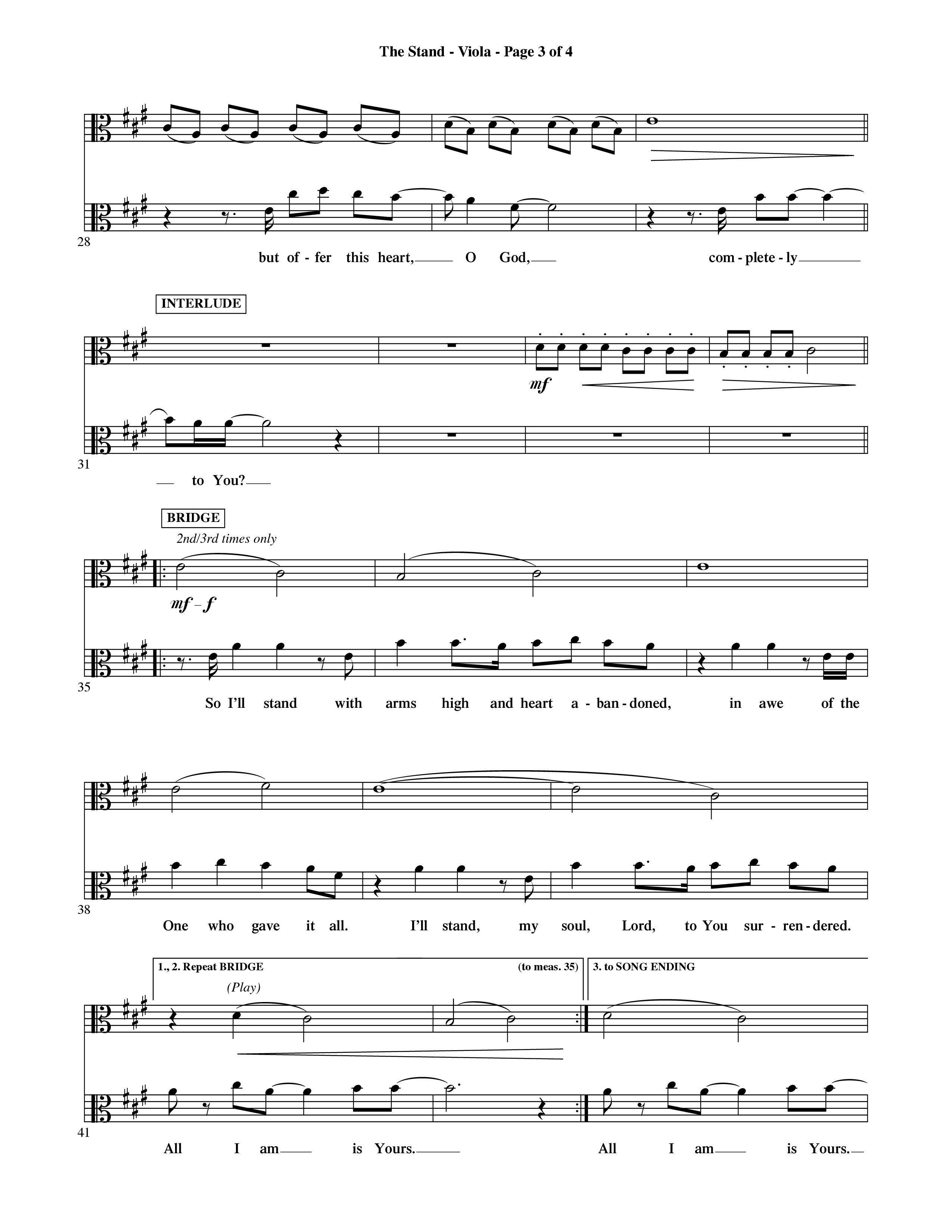 The Stand (Choral Anthem SATB) Viola (Word Music Choral / Orch. Ric Domenico)