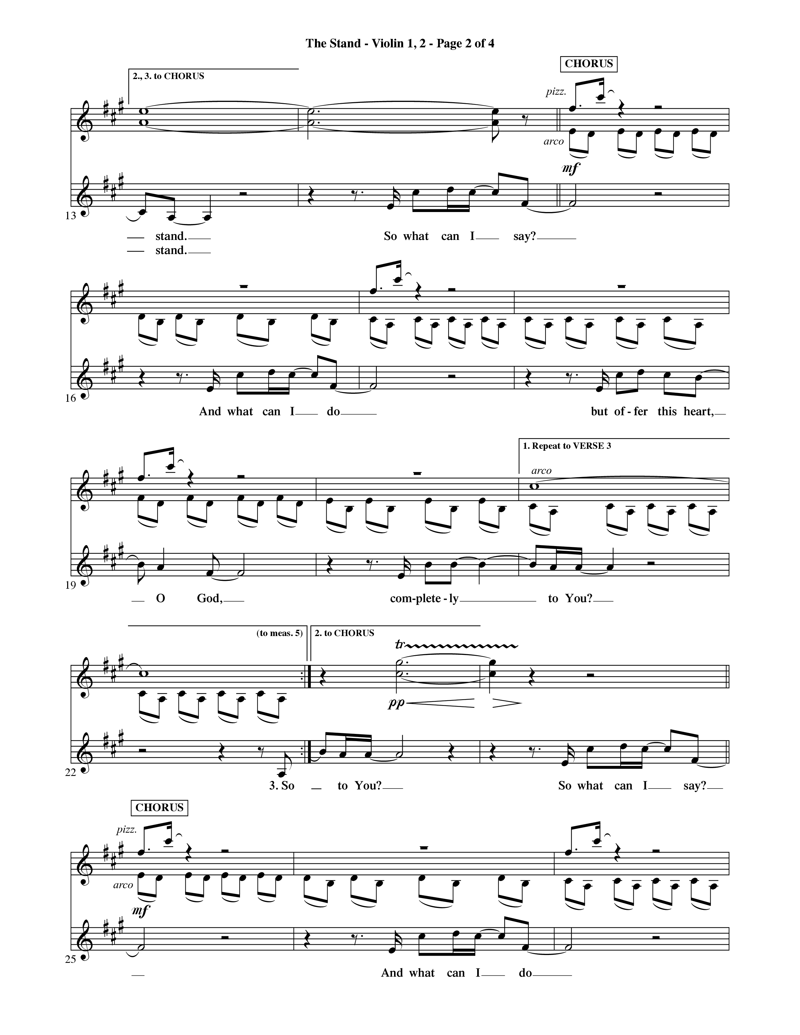 The Stand (Choral Anthem SATB) Violin 1/2 (Word Music Choral / Orch. Ric Domenico)