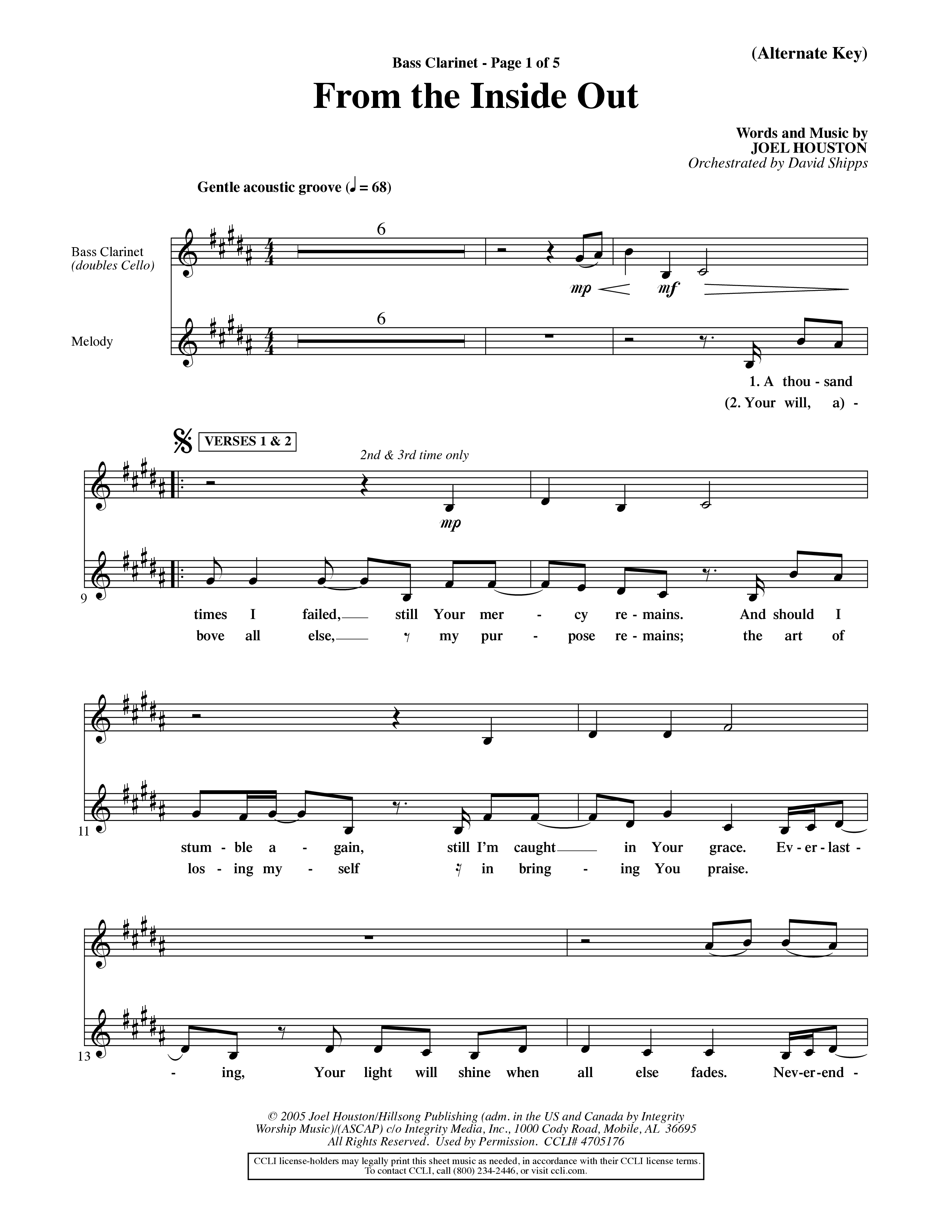 From The Inside Out (Choral Anthem SATB) Bass Clarinet (Word Music Choral / Orch. David Shipps)