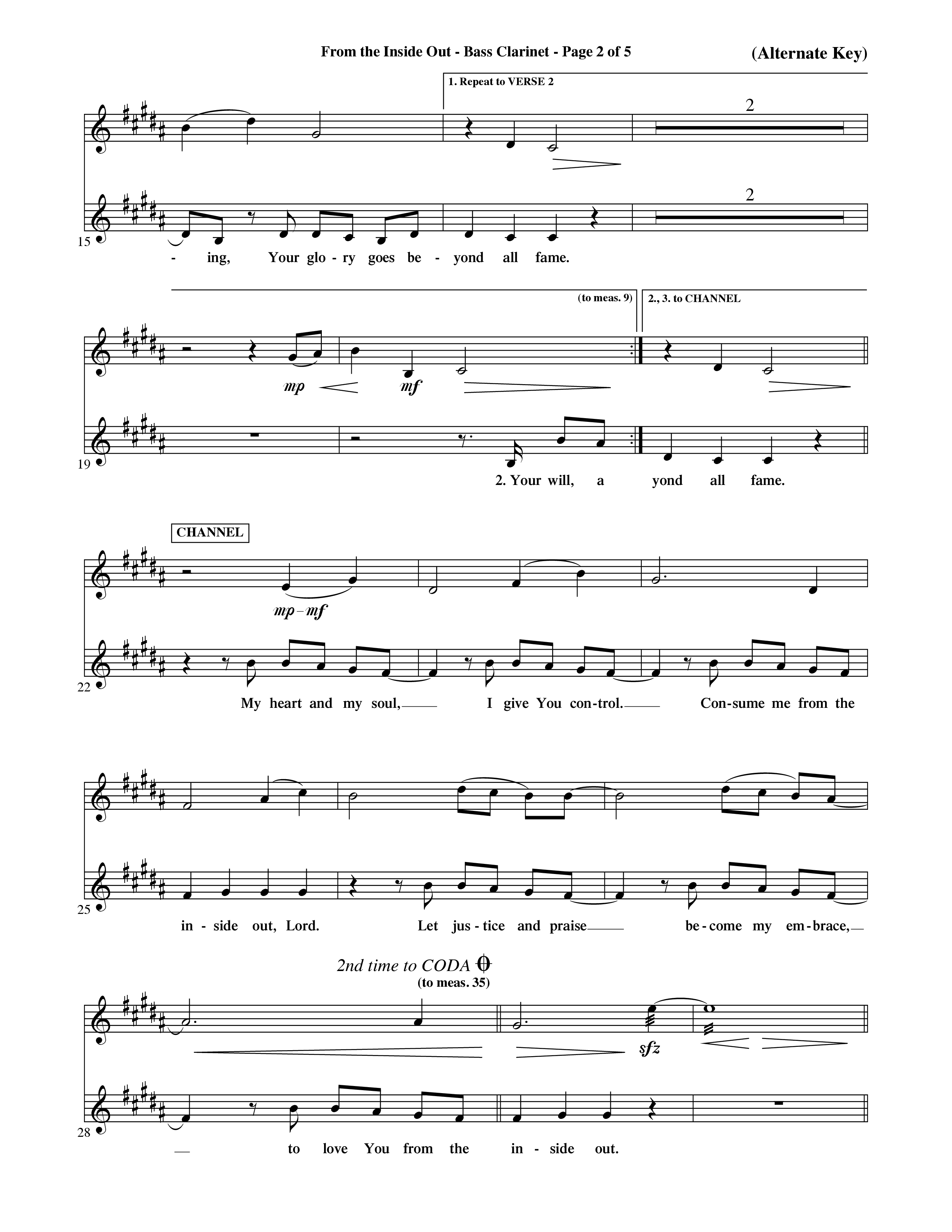 From The Inside Out (Choral Anthem SATB) Bass Clarinet (Word Music Choral / Orch. David Shipps)
