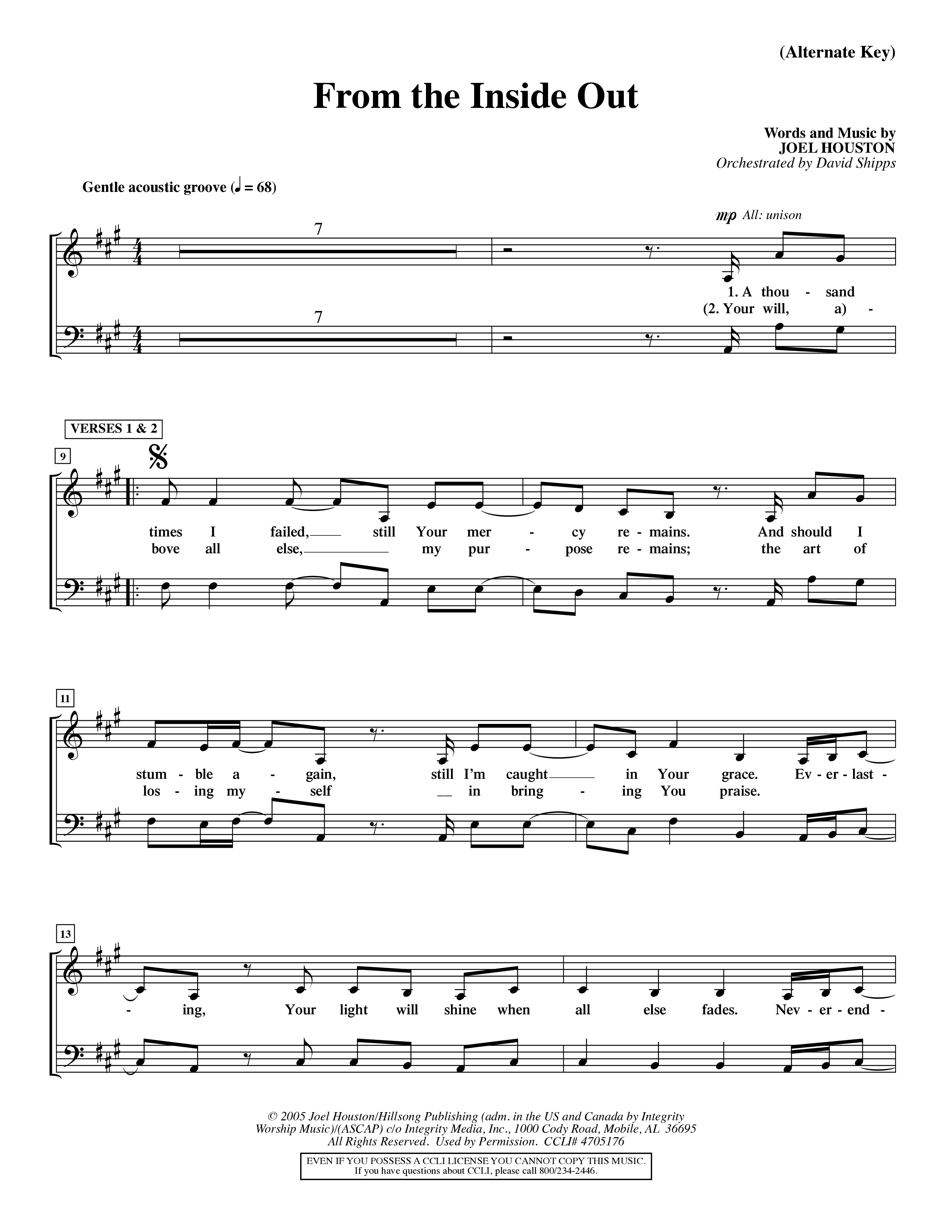 From The Inside Out (Choral Anthem SATB) Choir Sheet (SATB) (Word Music Choral / Orch. David Shipps)