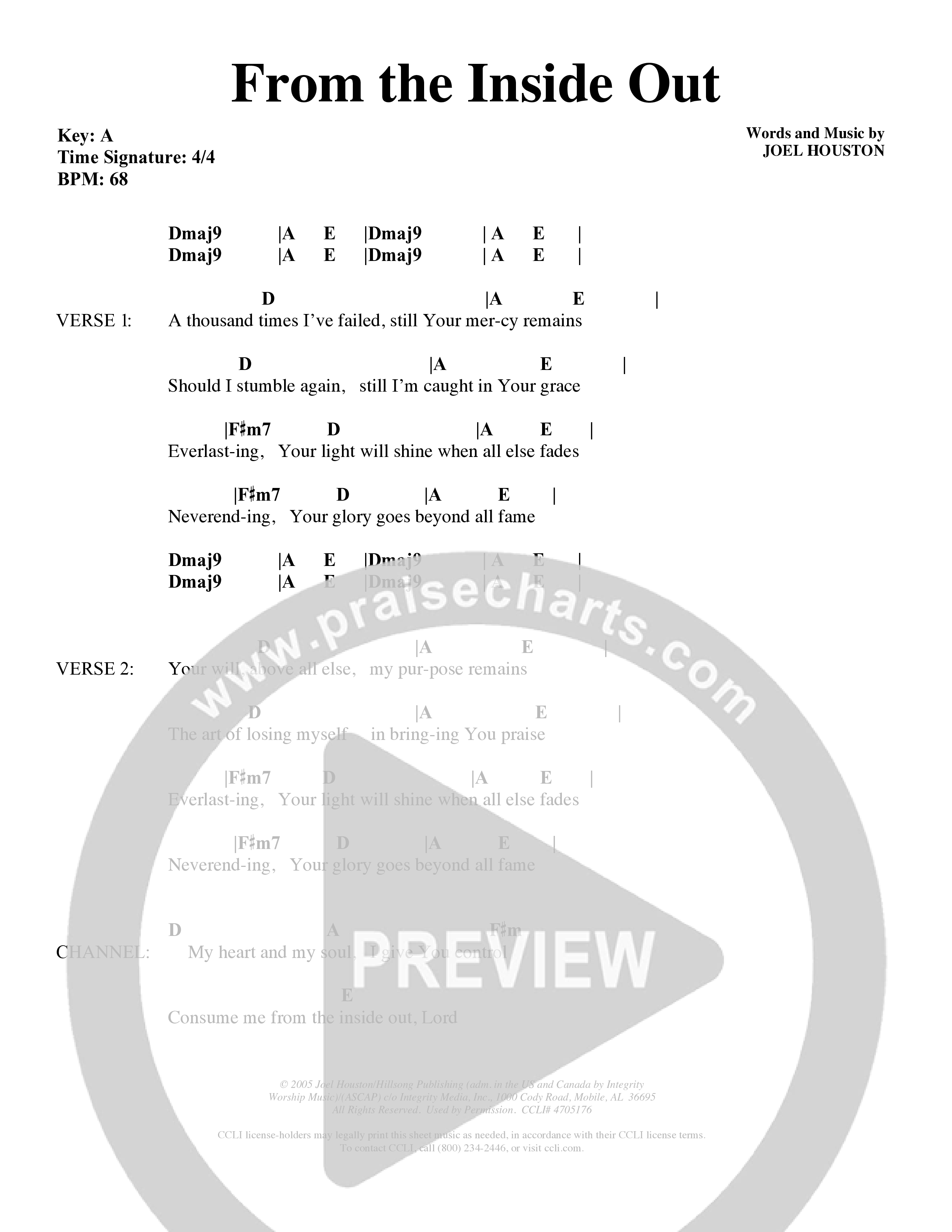 From The Inside Out (Choral Anthem SATB) Chords & Lyrics (Word Music Choral / Orch. David Shipps)