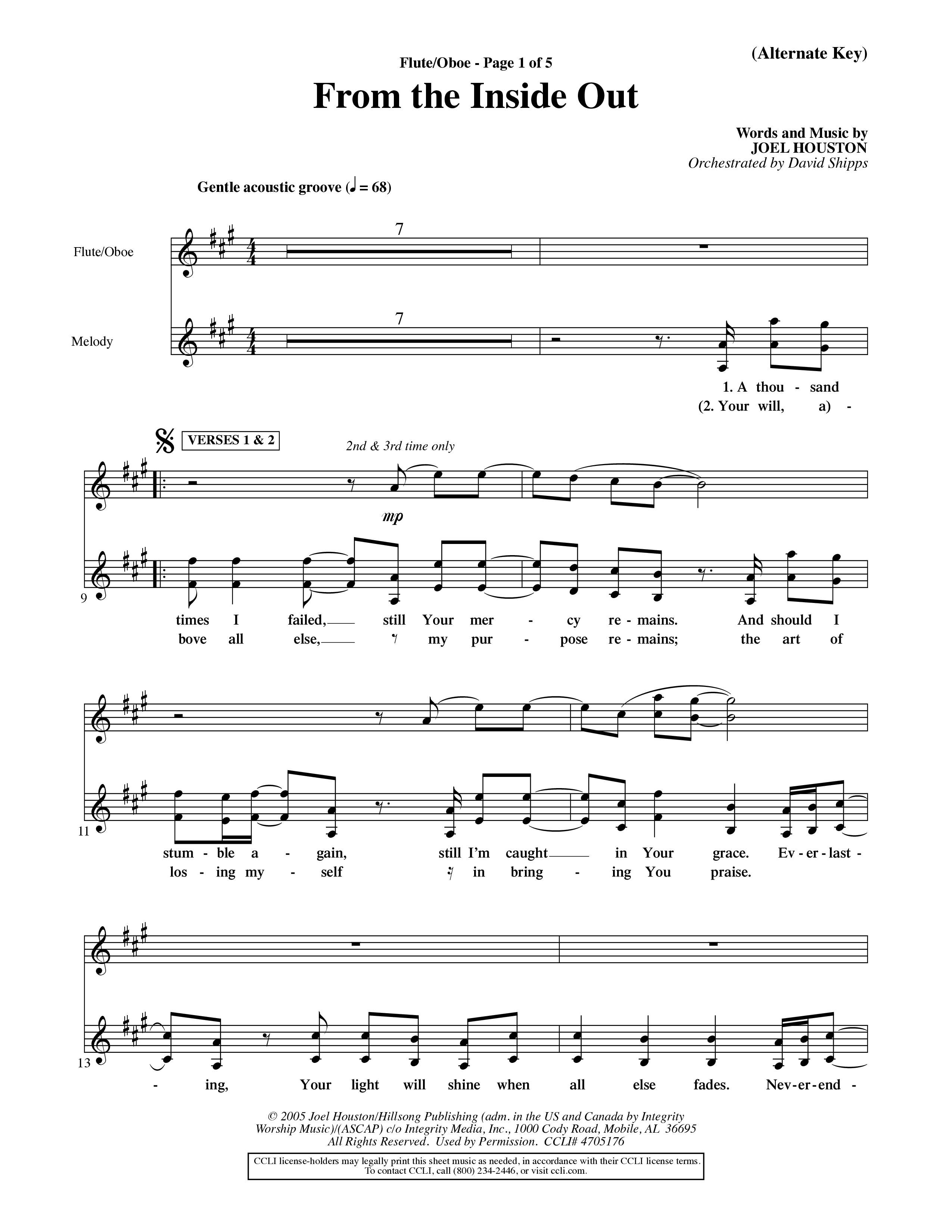 From The Inside Out (Choral Anthem SATB) Flute/Oboe (Word Music Choral / Orch. David Shipps)