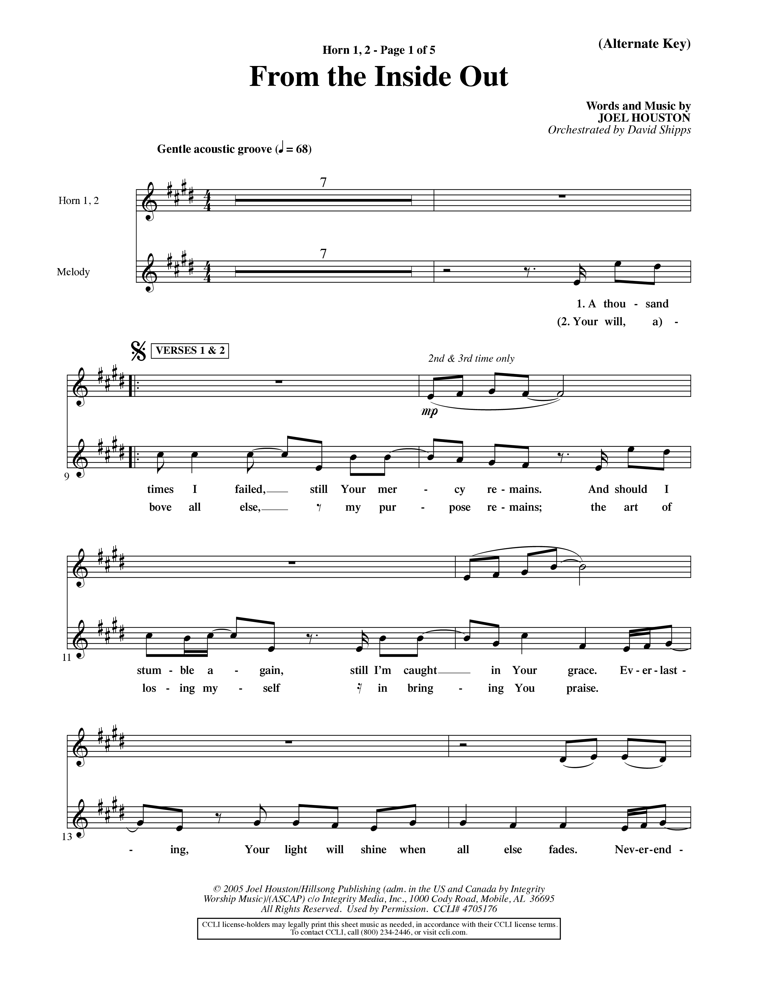 From The Inside Out (Choral Anthem SATB) French Horn (Word Music Choral / Orch. David Shipps)