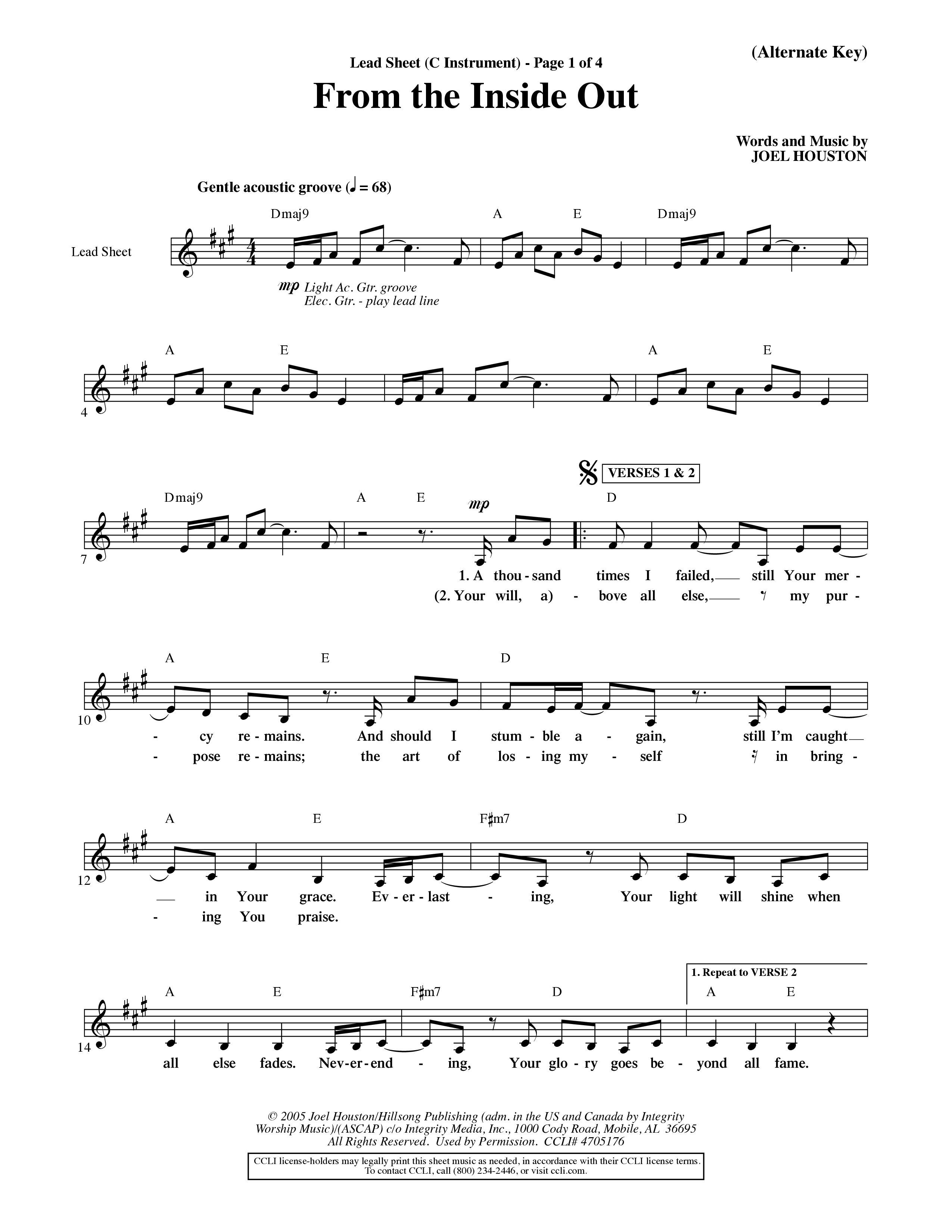 From The Inside Out (Choral Anthem SATB) Rhythm Pack (Word Music Choral / Orch. David Shipps)