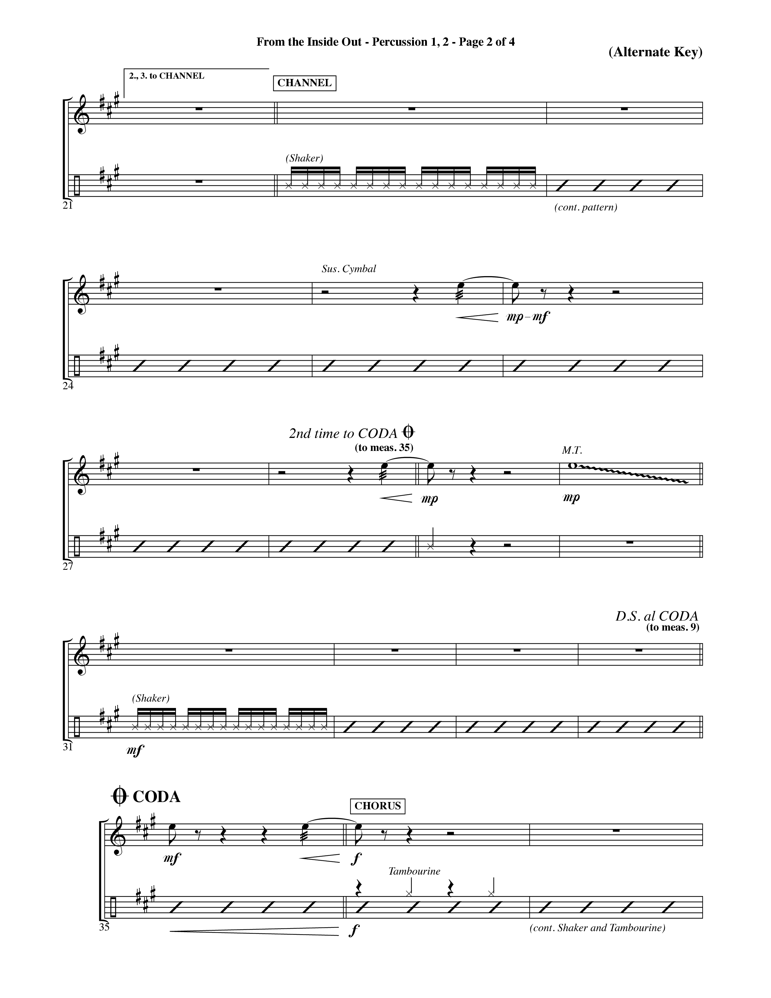 From The Inside Out (Choral Anthem SATB) Percussion 1/2 (Word Music Choral / Orch. David Shipps)