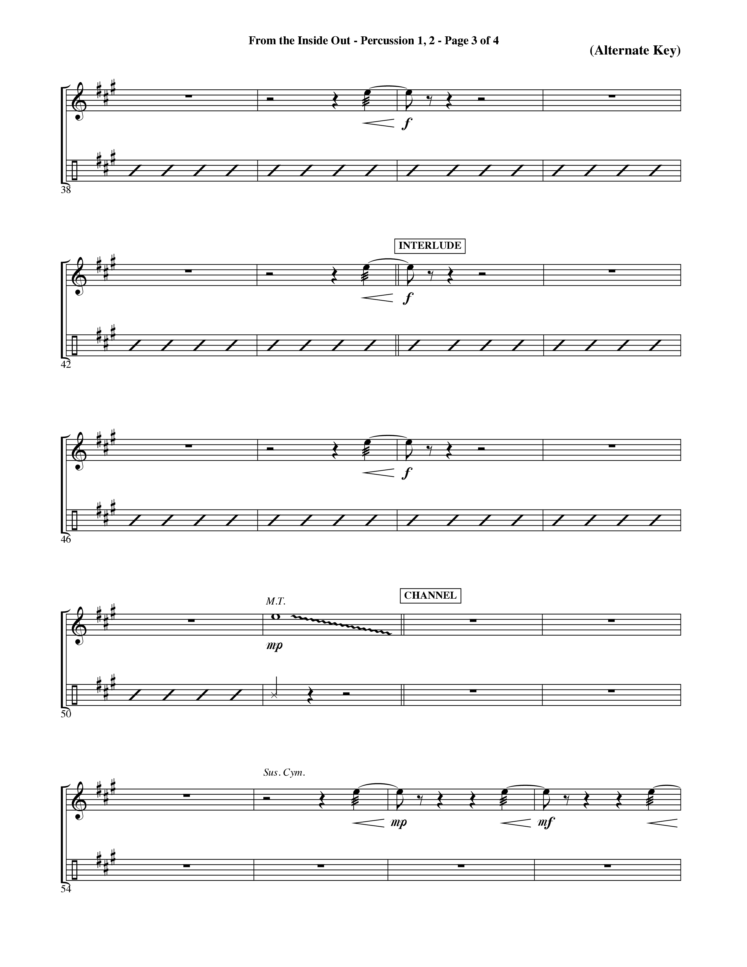 From The Inside Out (Choral Anthem SATB) Percussion 1/2 (Word Music Choral / Orch. David Shipps)