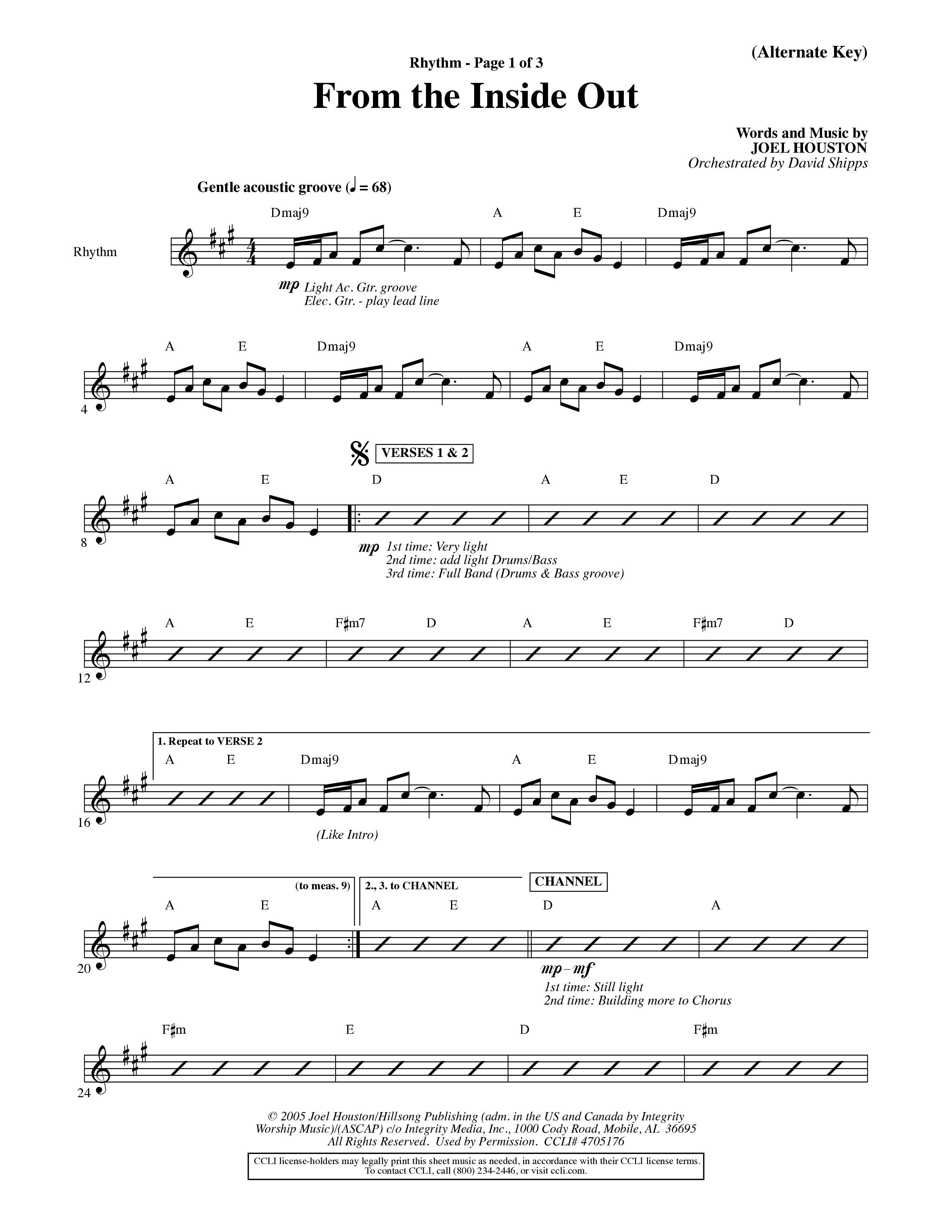 From The Inside Out (Choral Anthem SATB) PraiseBand (incl. Brass) (Word Music Choral / Orch. David Shipps)