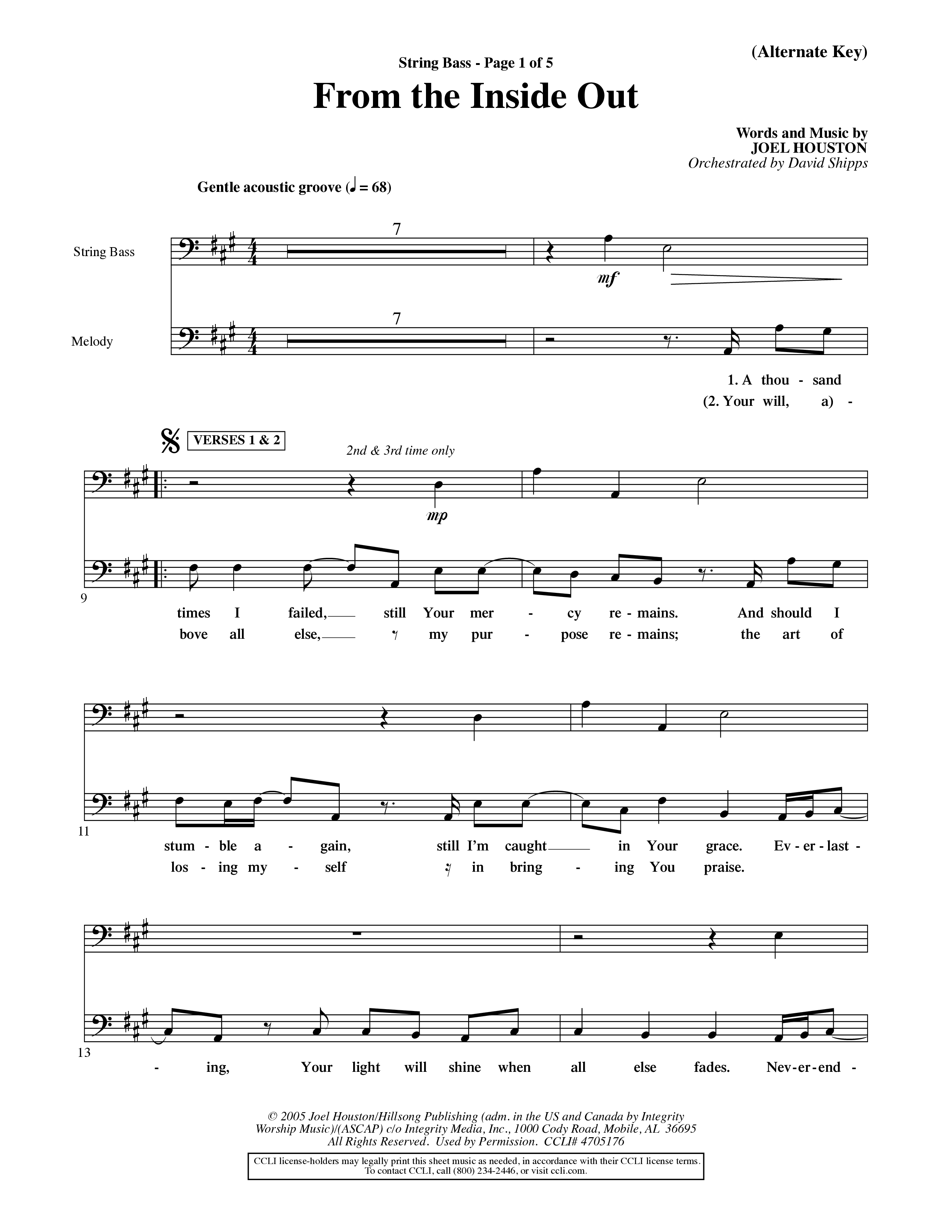 From The Inside Out (Choral Anthem SATB) String Bass (Word Music Choral / Orch. David Shipps)