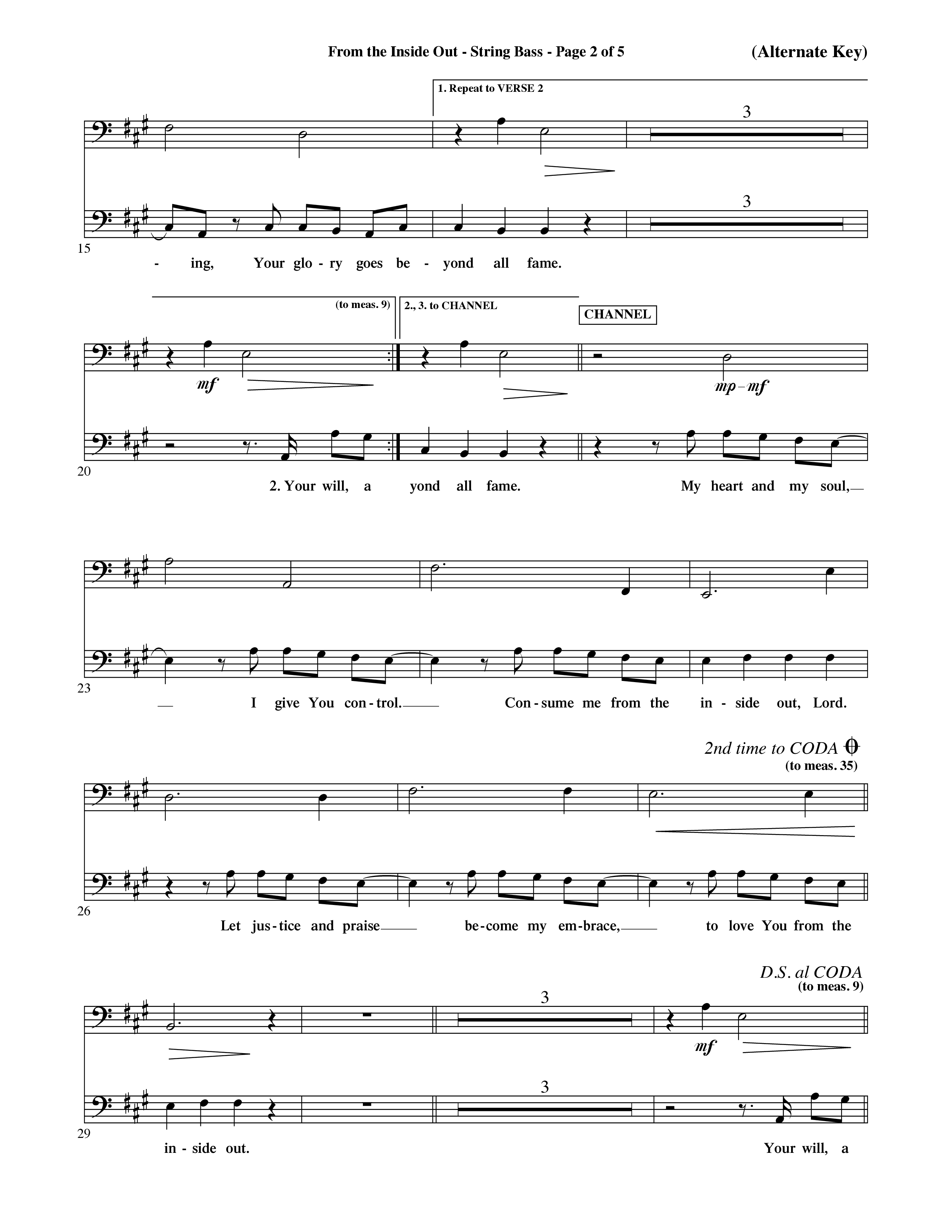 From The Inside Out (Choral Anthem SATB) String Bass (Word Music Choral / Orch. David Shipps)