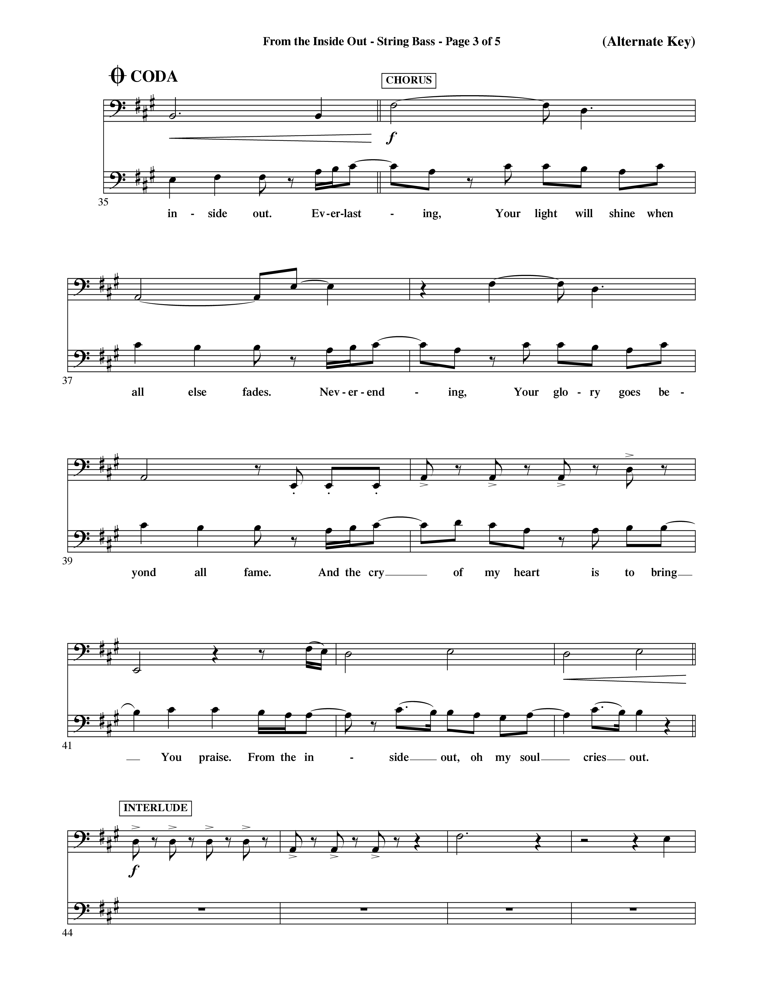 From The Inside Out (Choral Anthem SATB) String Bass (Word Music Choral / Orch. David Shipps)