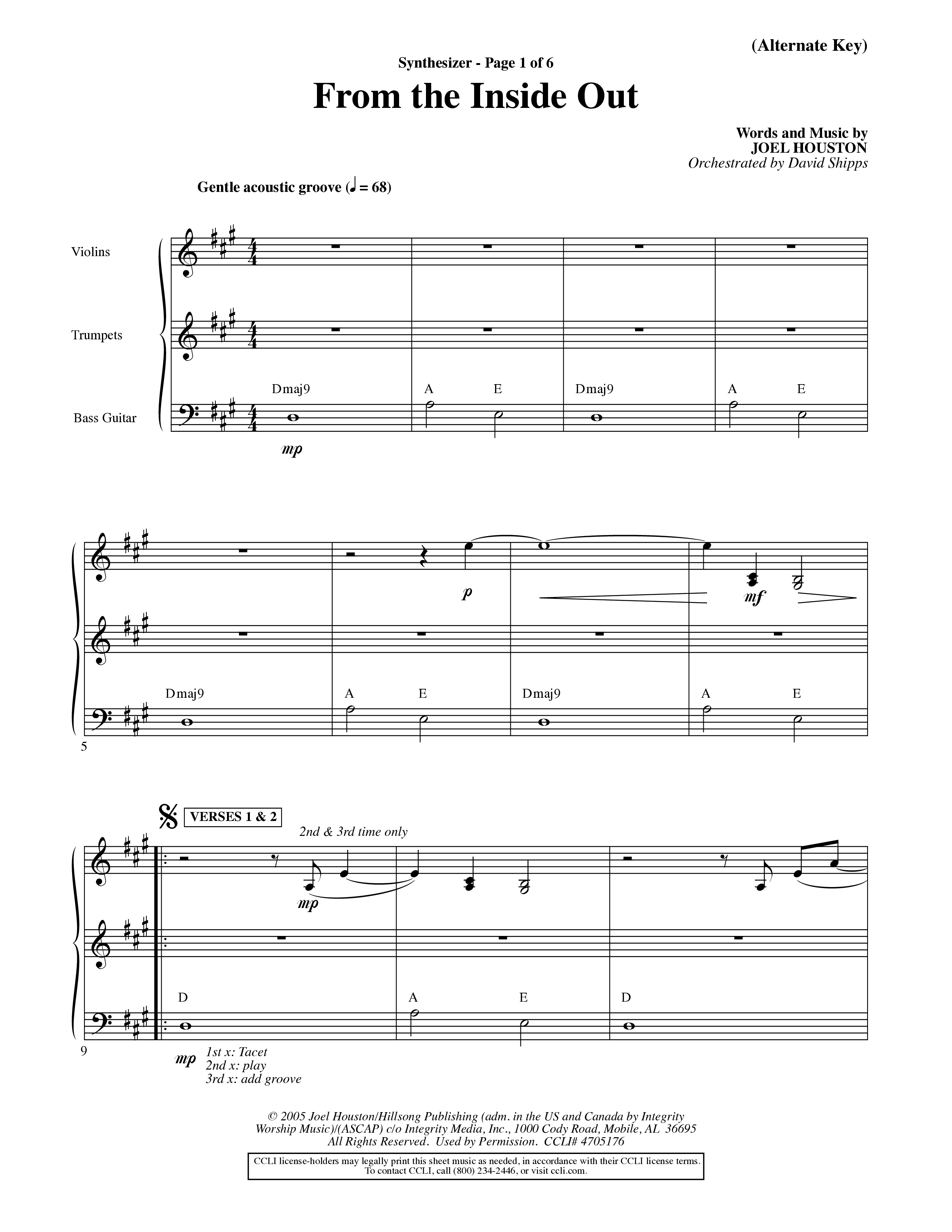 From The Inside Out (Choral Anthem SATB) Synth (Word Music Choral / Orch. David Shipps)