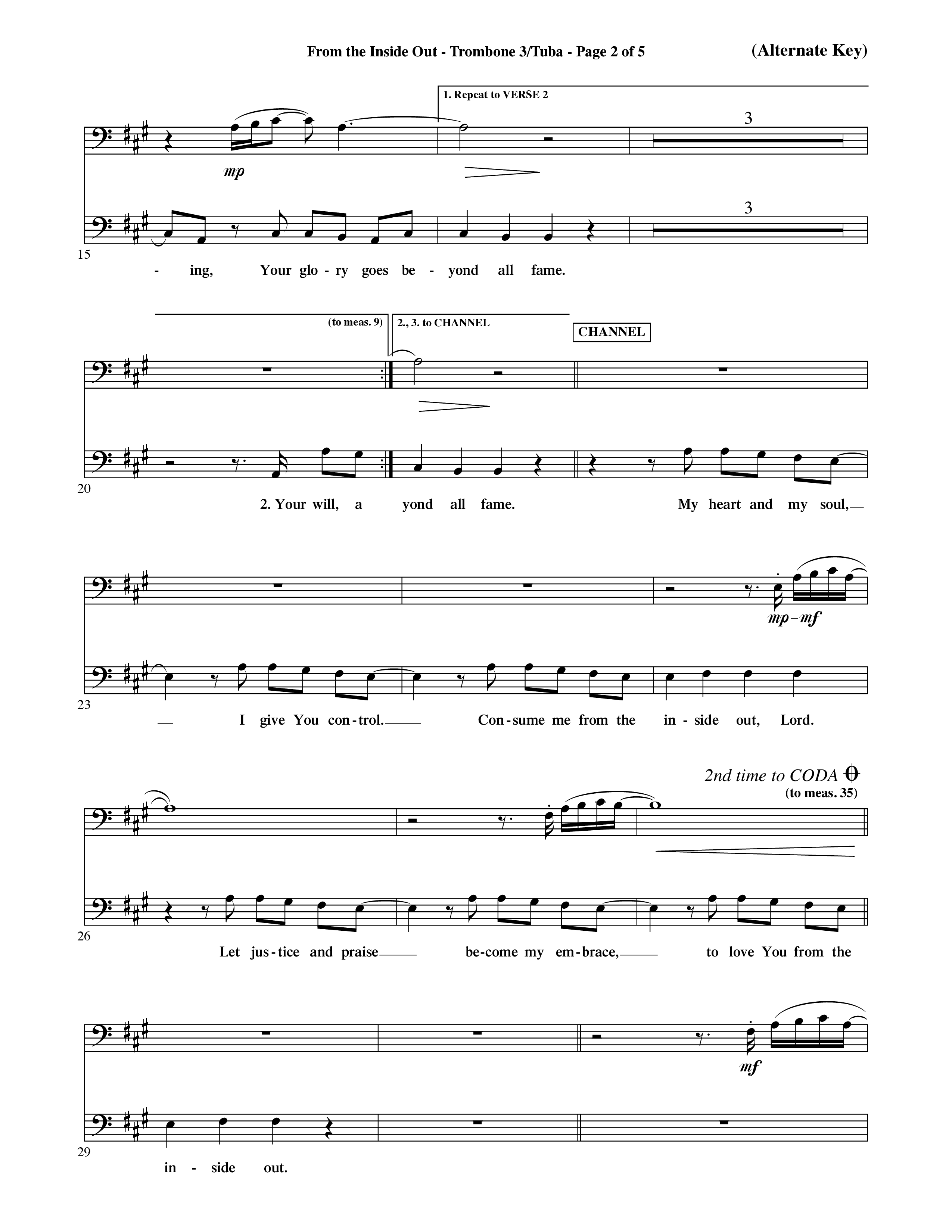 From The Inside Out (Choral Anthem SATB) Trombone 3/Tuba (Word Music Choral / Orch. David Shipps)
