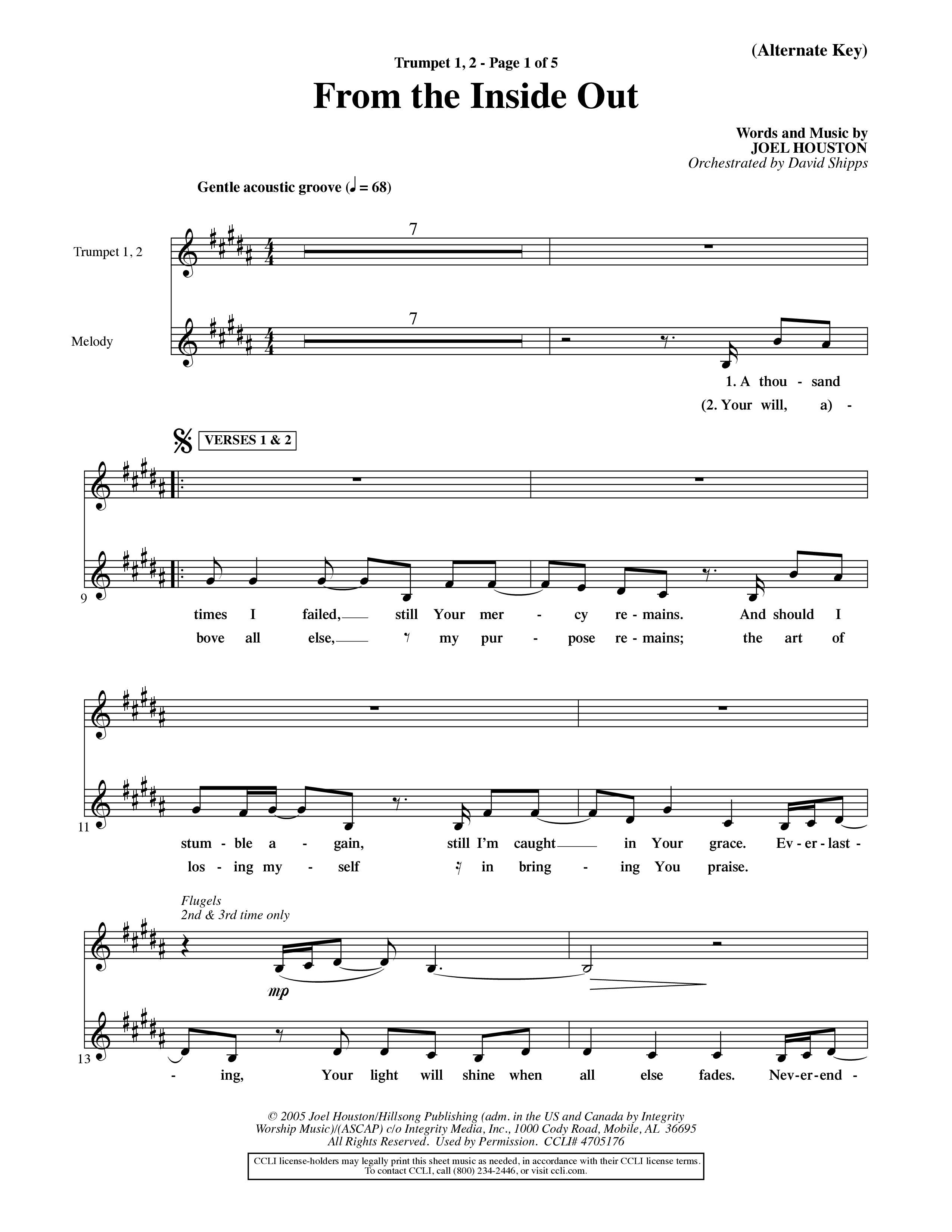 From The Inside Out (Choral Anthem SATB) Trumpet 1,2 (Word Music Choral / Orch. David Shipps)