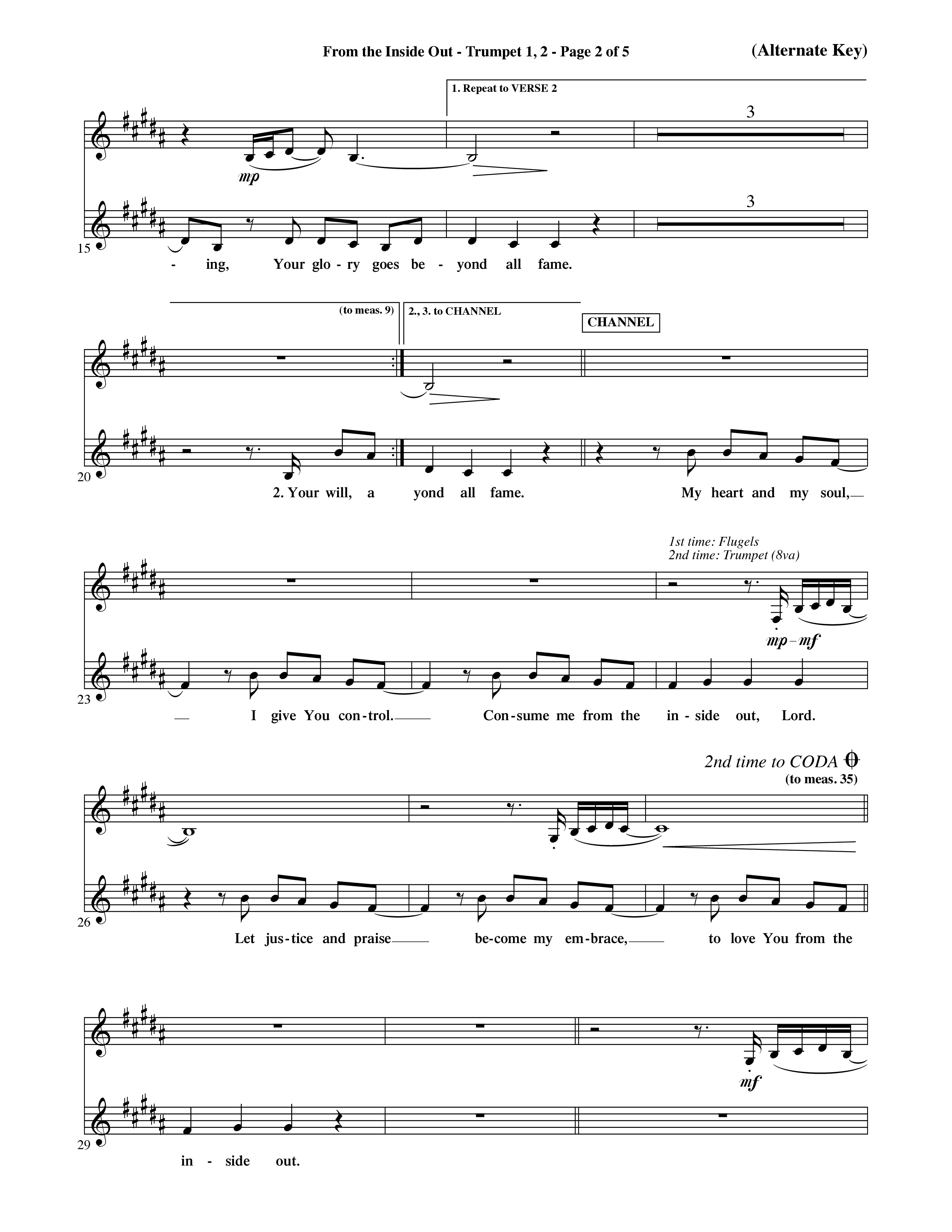 From The Inside Out (Choral Anthem SATB) Trumpet 1,2 (Word Music Choral / Orch. David Shipps)