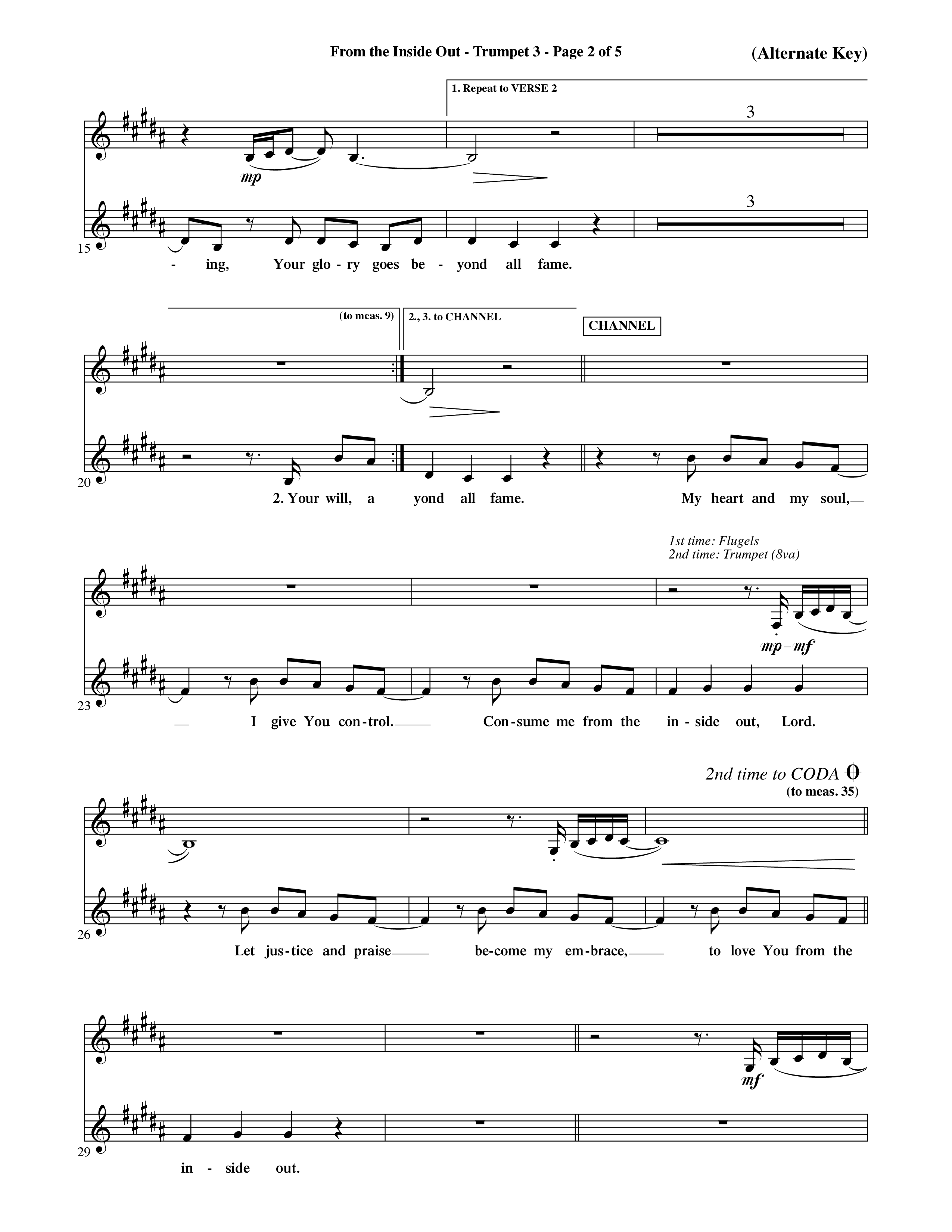From The Inside Out (Choral Anthem SATB) Trumpet 3 (Word Music Choral / Orch. David Shipps)
