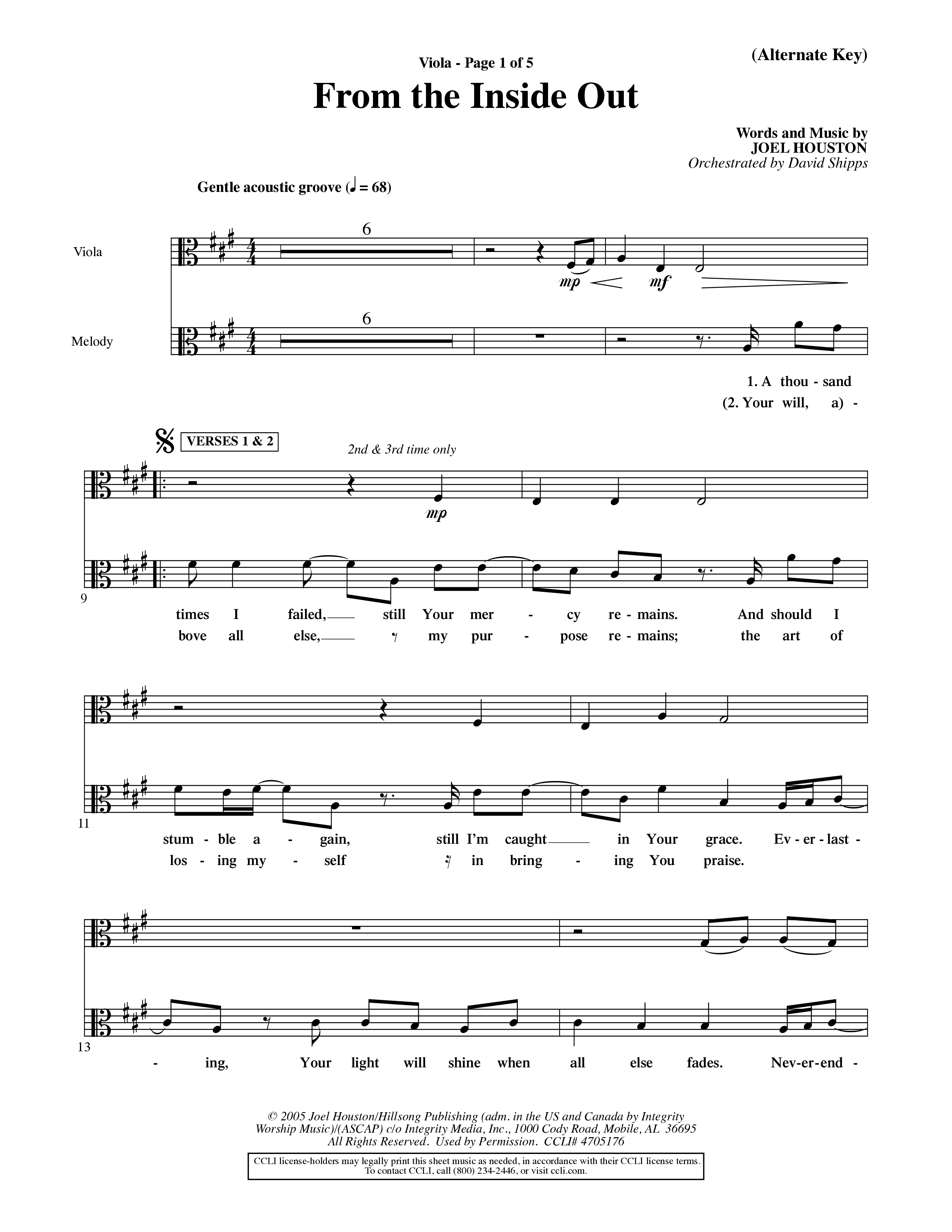 From The Inside Out (Choral Anthem SATB) Viola (Word Music Choral / Orch. David Shipps)