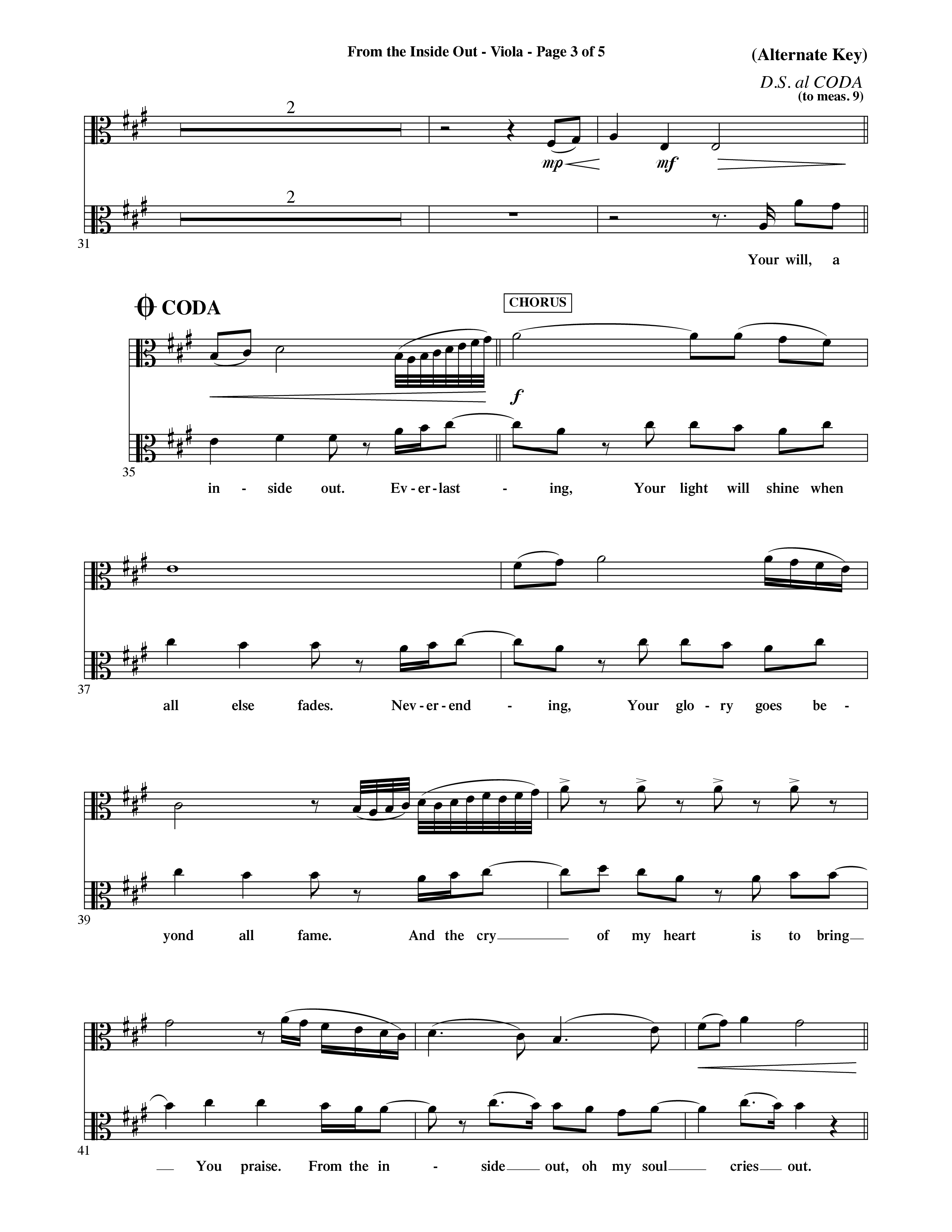 From The Inside Out (Choral Anthem SATB) Viola (Word Music Choral / Orch. David Shipps)