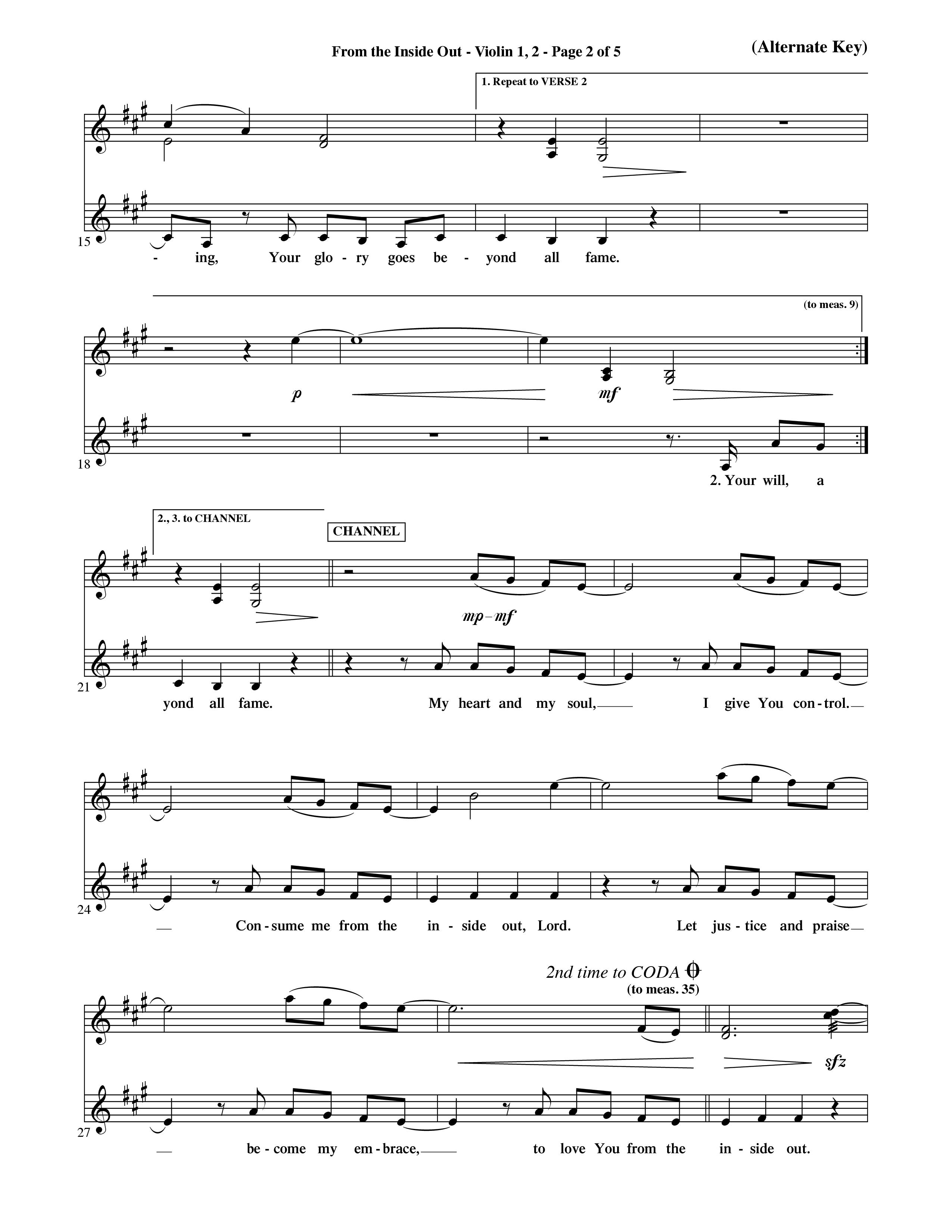 From The Inside Out (Choral Anthem SATB) Violin 1/2 (Word Music Choral / Orch. David Shipps)
