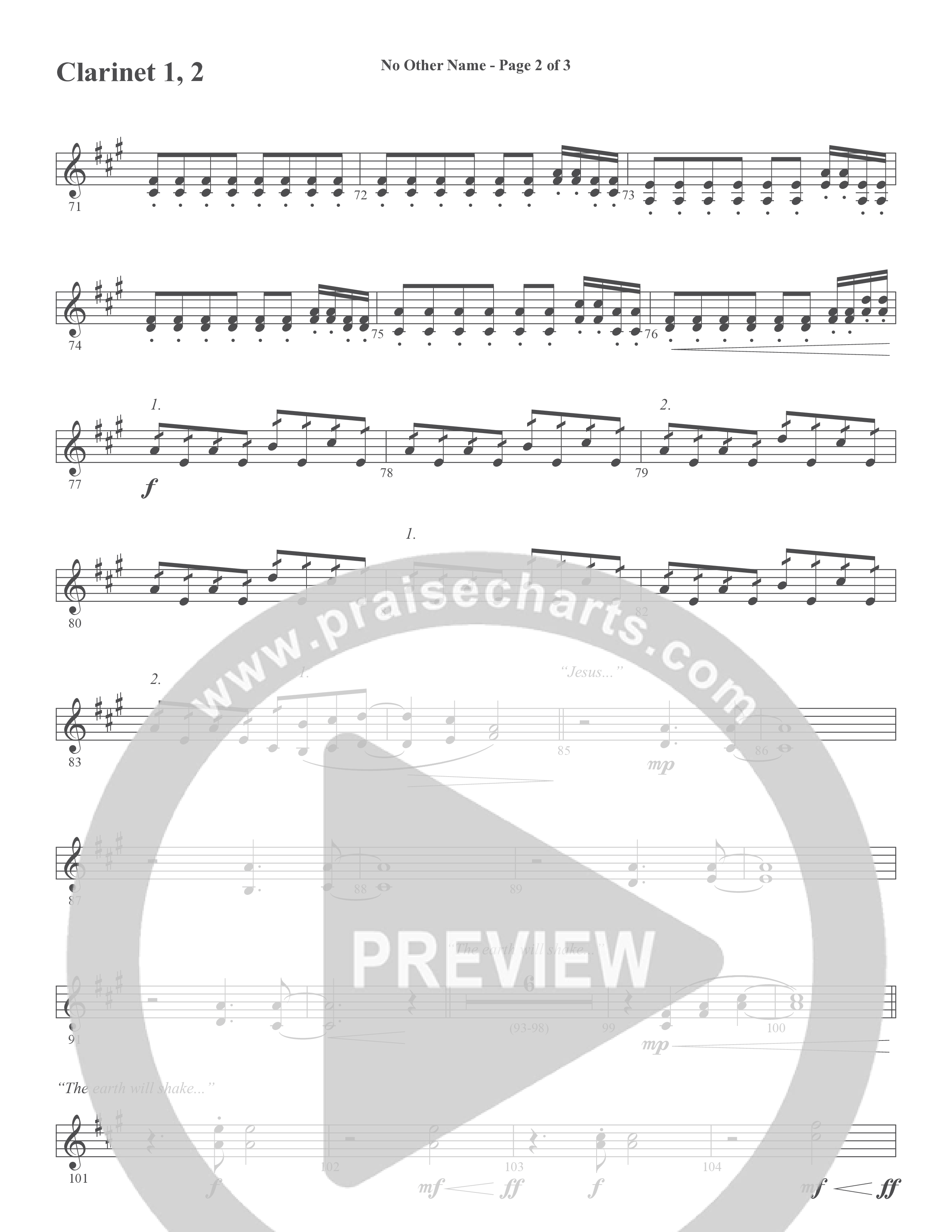 No Other Name (Choral Anthem SATB) Clarinet 1/2 (Word Music Choral / Arr. Joshua Spacht)