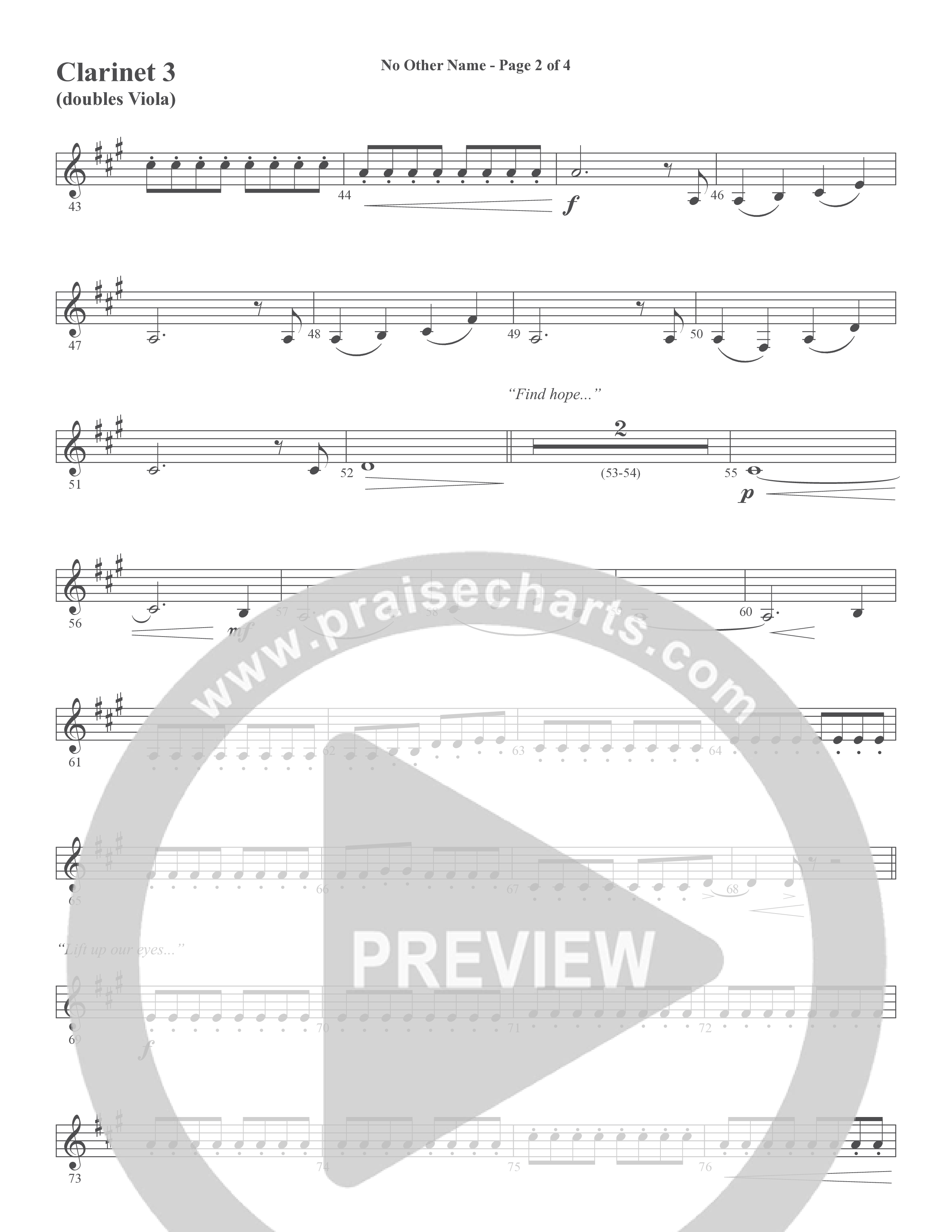 No Other Name (Choral Anthem SATB) Clarinet 3 (Word Music Choral / Arr. Joshua Spacht)