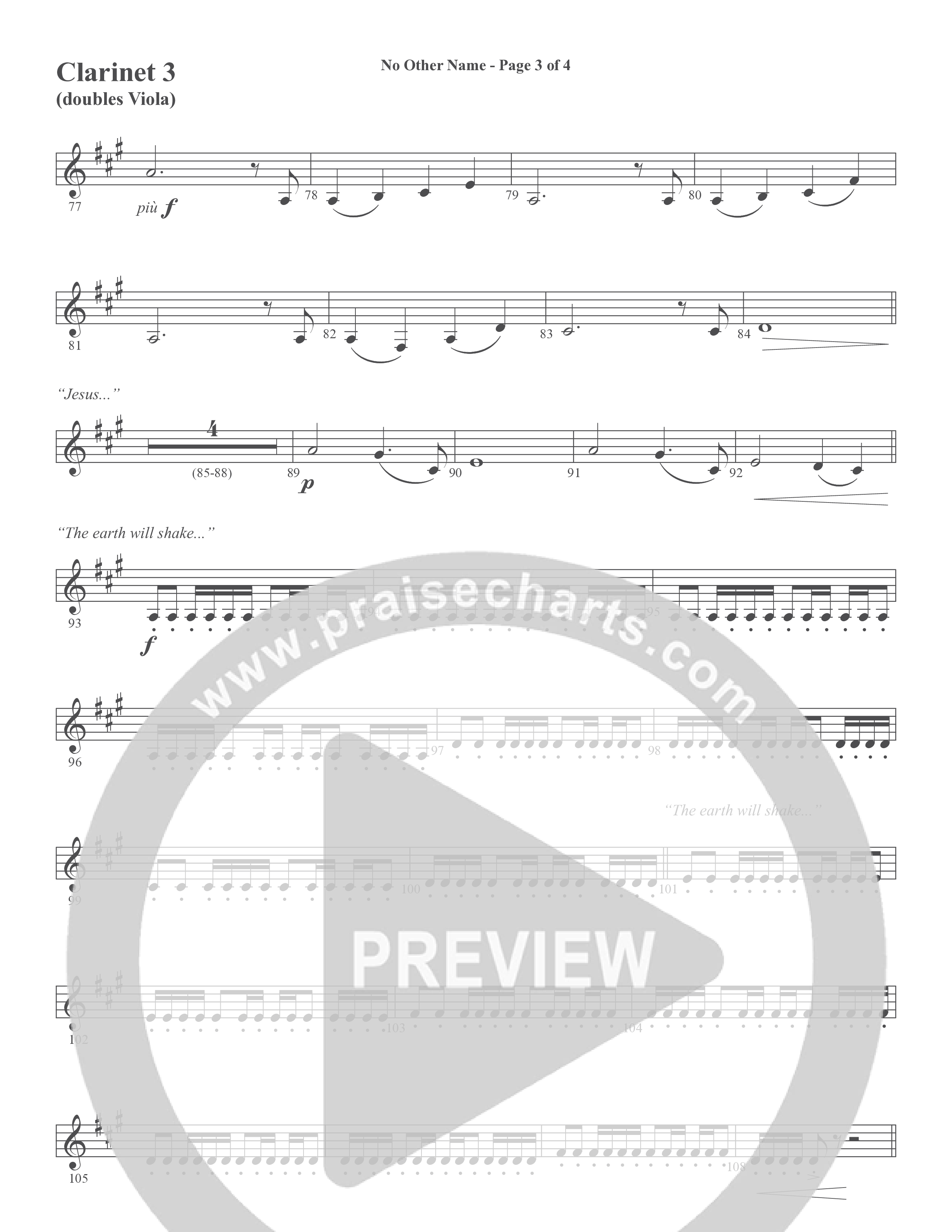 No Other Name (Choral Anthem SATB) Clarinet 3 (Word Music Choral / Arr. Joshua Spacht)