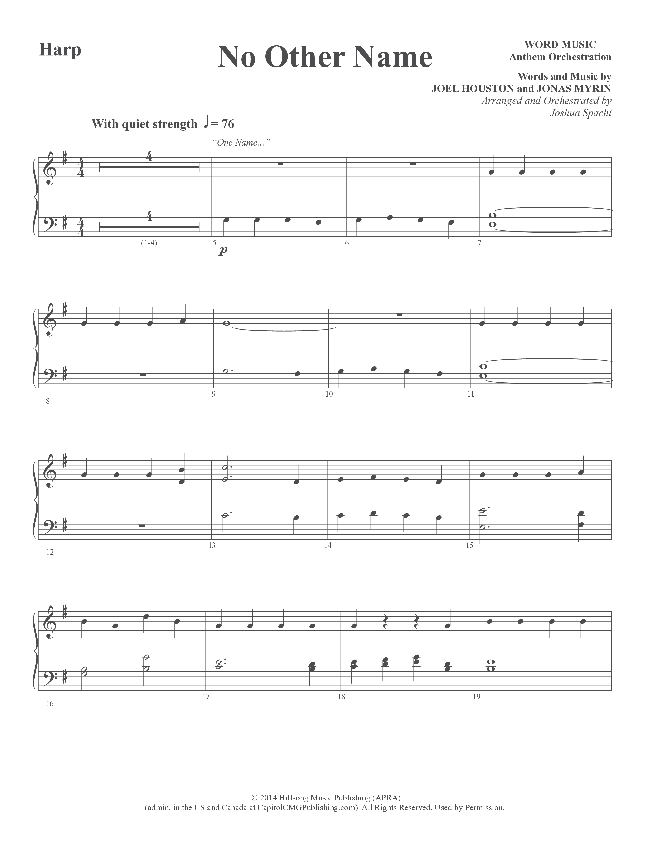No Other Name (Choral Anthem SATB) Harp (Word Music Choral / Arr. Joshua Spacht)