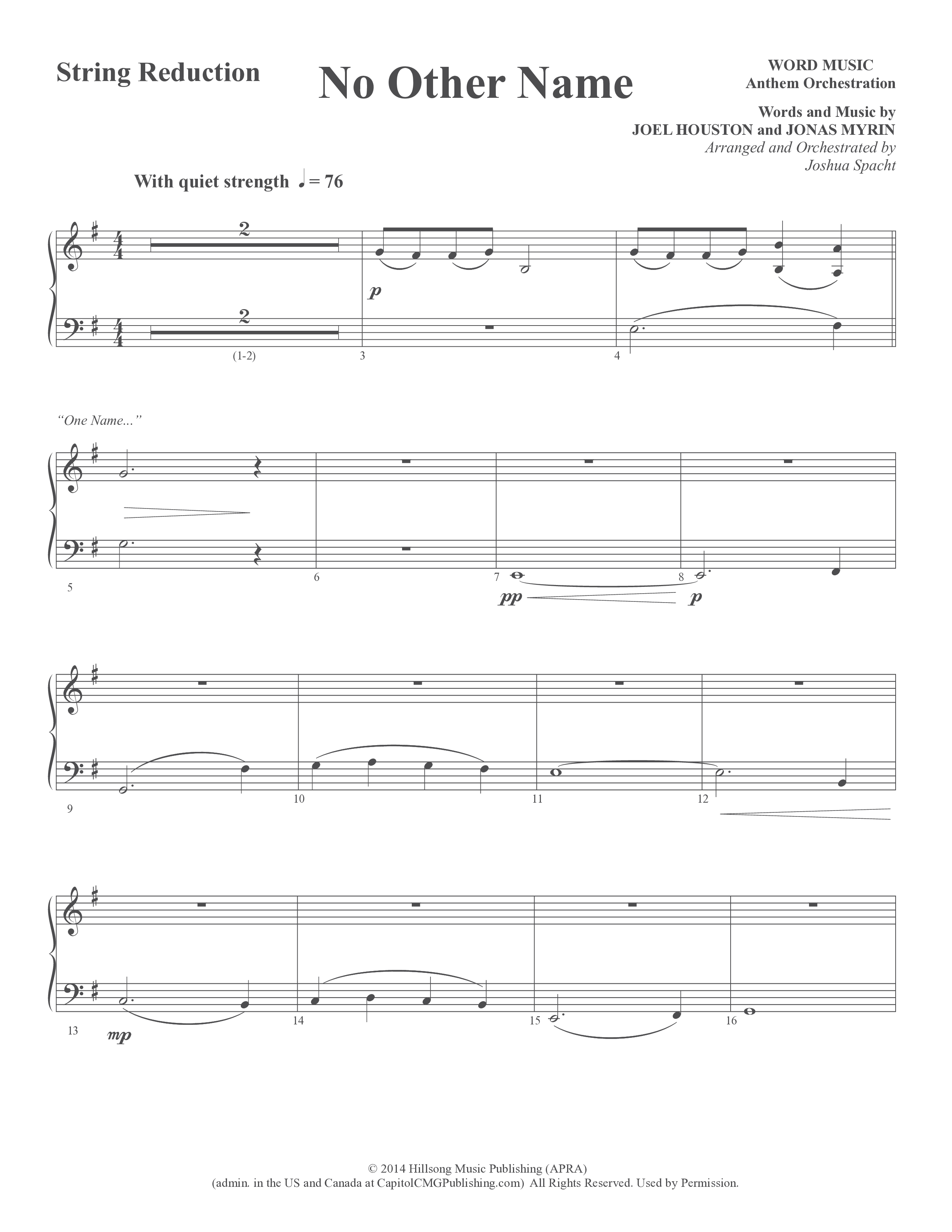 No Other Name (Choral Anthem SATB) String Reduction (Word Music Choral / Arr. Joshua Spacht)