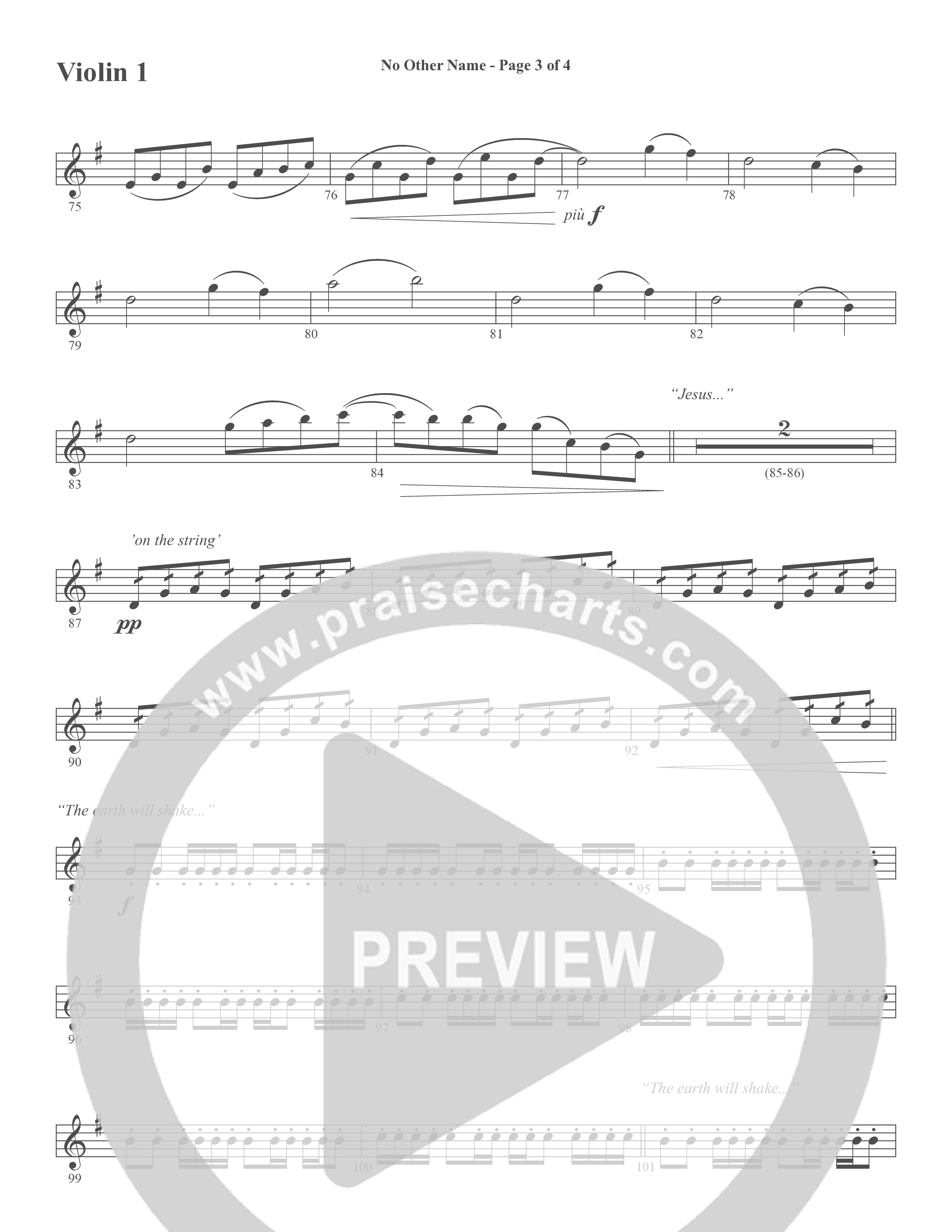 No Other Name (Choral Anthem SATB) Violin 1/2 (Word Music Choral / Arr. Joshua Spacht)