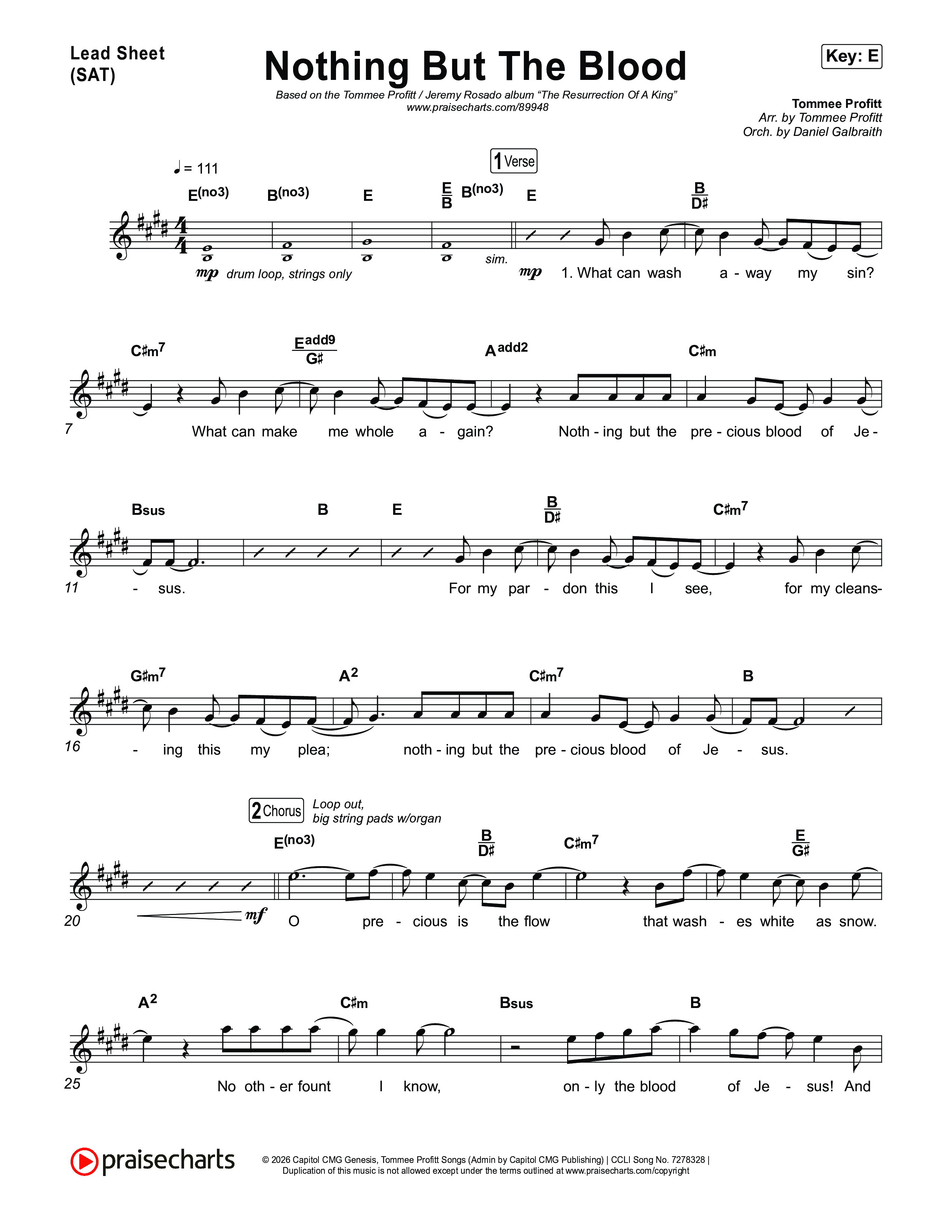 Nothing But The Blood Lead Sheet (SAT) (Tommee Profitt / Jeremy Rosado)