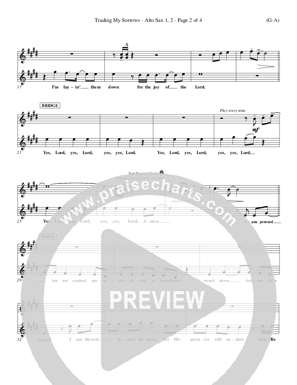 Trading My Sorrows Alto Sax 1/2 (Darrell Evans)