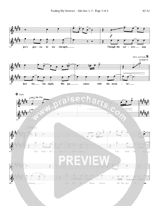 Trading My Sorrows Alto Sax 1/2 (Darrell Evans)