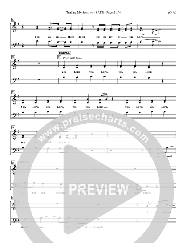 Trading My Sorrows Choir Sheet (SATB) (Darrell Evans)