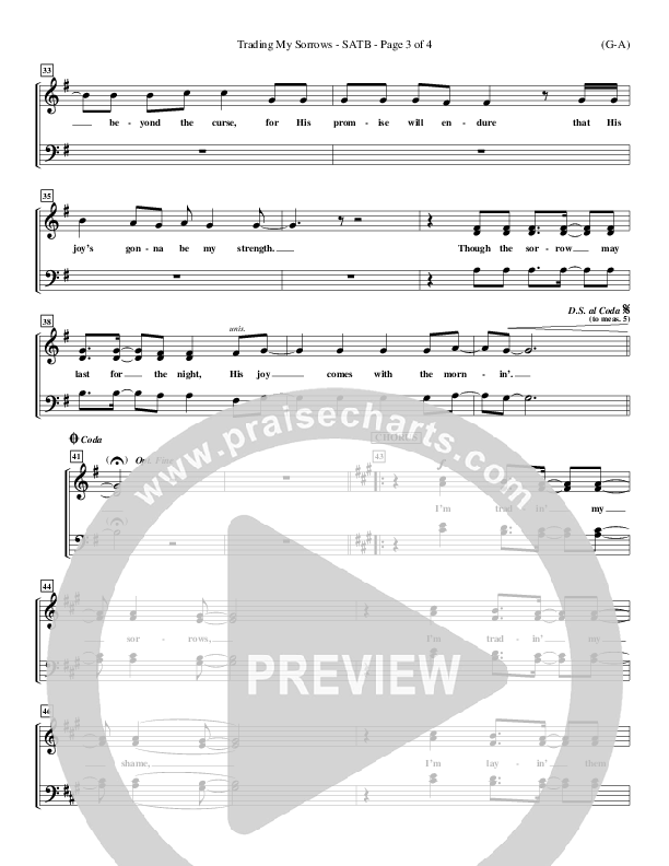 Trading My Sorrows Choir Vocals (SATB) (Darrell Evans)