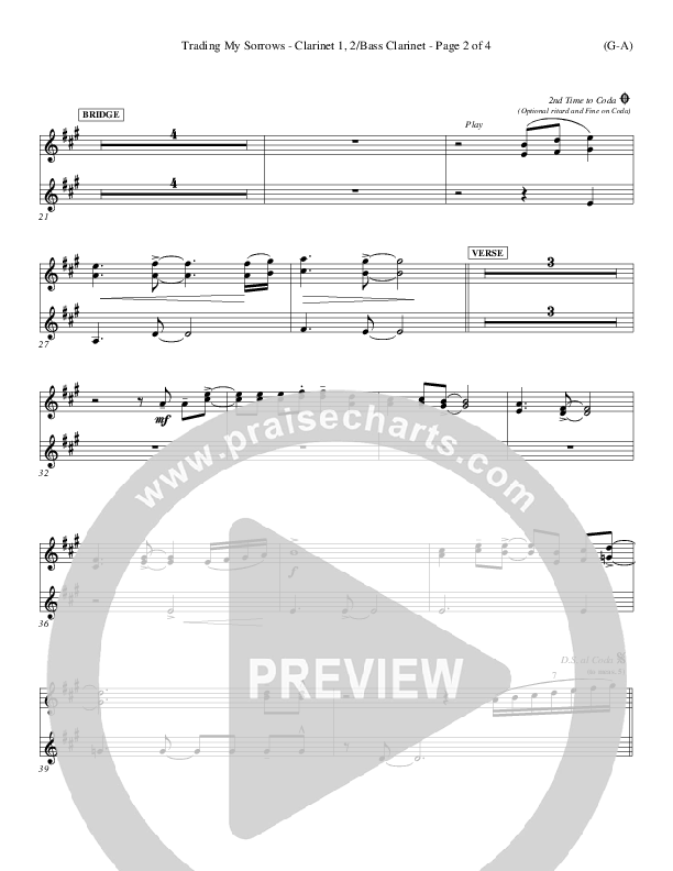 Trading My Sorrows Clarinet 1/2 (Darrell Evans)